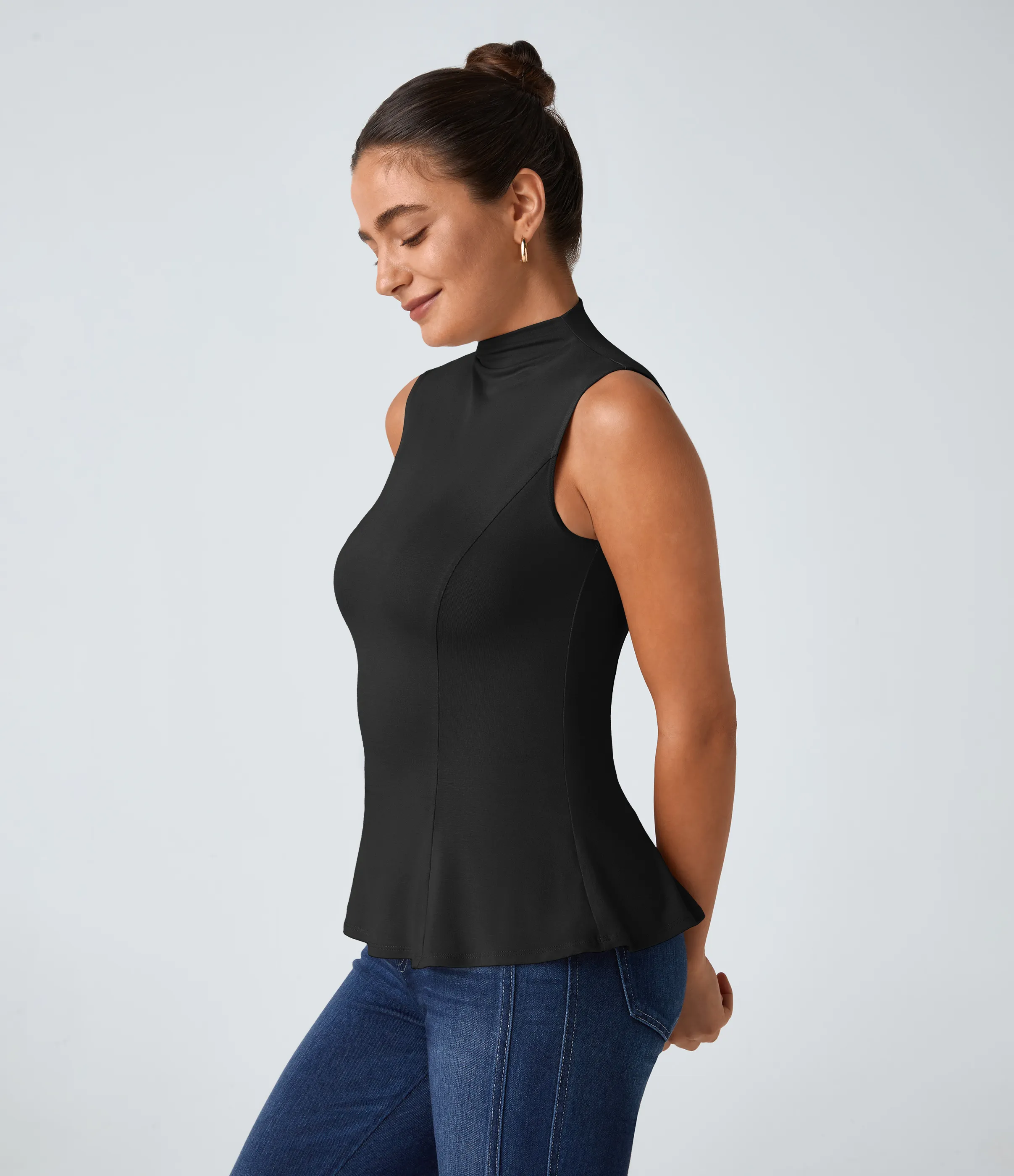 Halara Camiseta sin manga peplum cuello alzado - Black - XL sold by Halara product image thumbnail 4