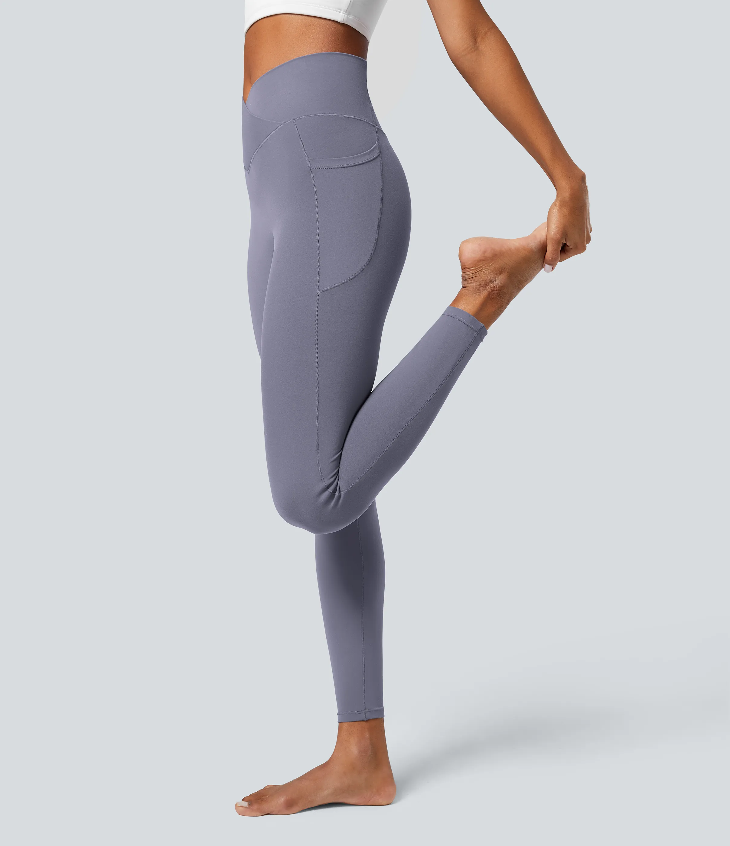 Halara Leggings Softlyzero™ liso bolsillo cruzado - Light Gray Violet - S(7/8) sold by Halara product image thumbnail 4