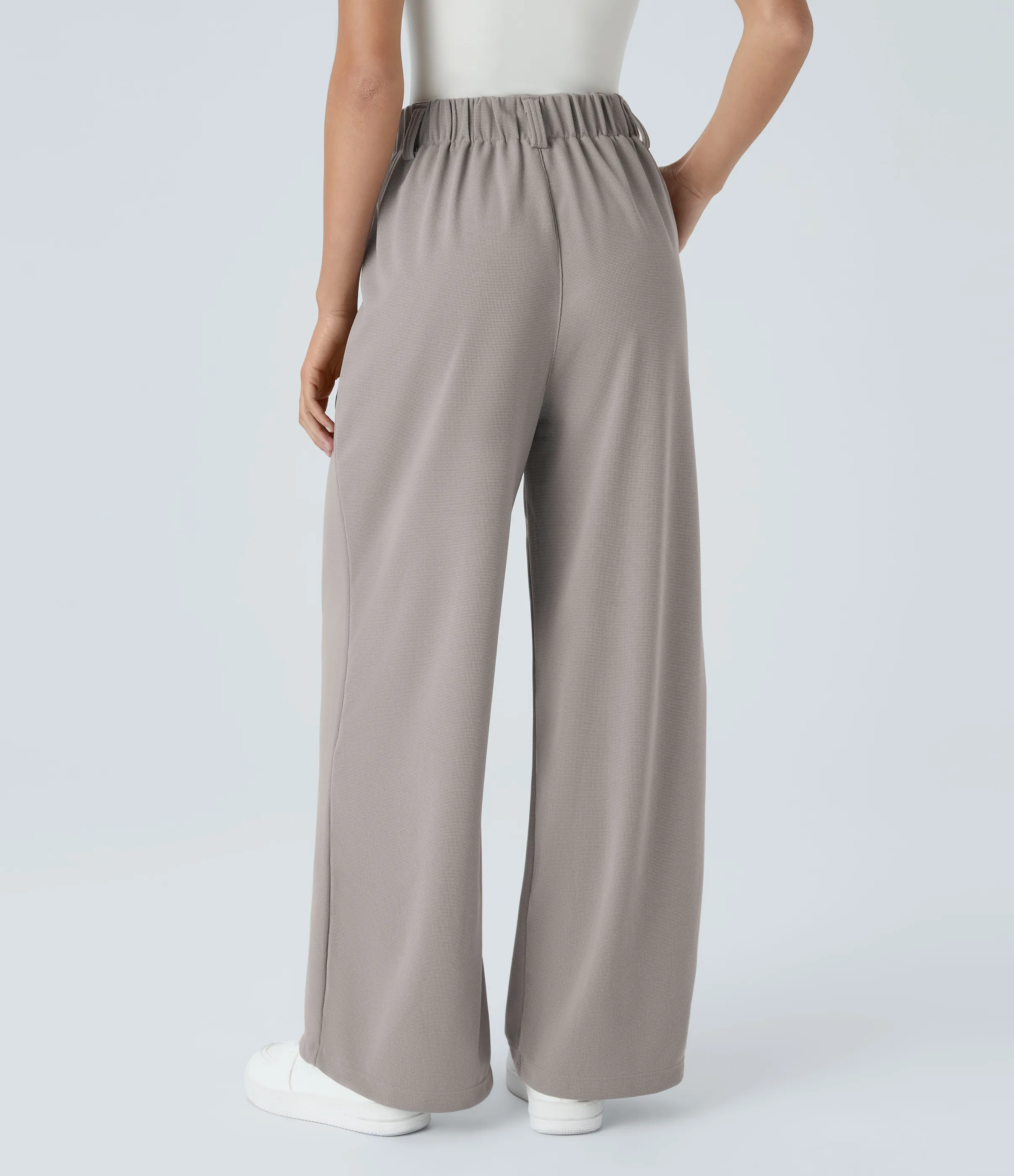 Halara Pantalones Halara Flex™ de oficina anchos plisados de tiro alto con bolsillos en tela tipo gofre - Mink Ash - L(regular) sold by Halara product image thumbnail 3
