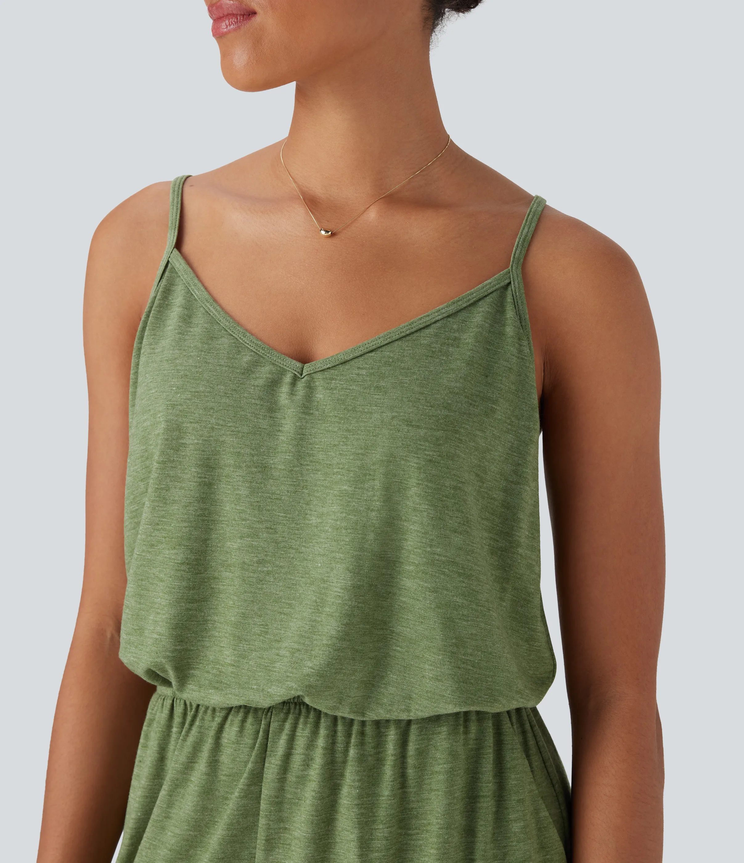 Halara Mono relajado ancho con tirantes ajustables y bolsillos - Light Green Floral Yarn - XL sold by Halara product image thumbnail 5