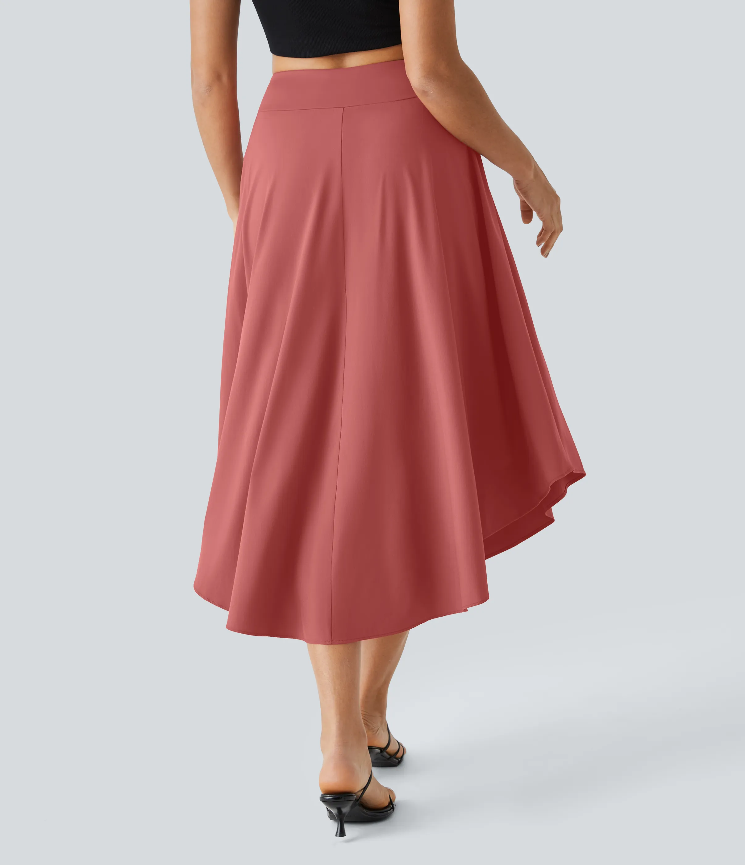 Halara Falda casual midi fluida Breezeful™ 2 en 1 con abertura lateral y tiro alto de secado rápido - Kapok Red - S(regular) sold by Halara product image thumbnail 3