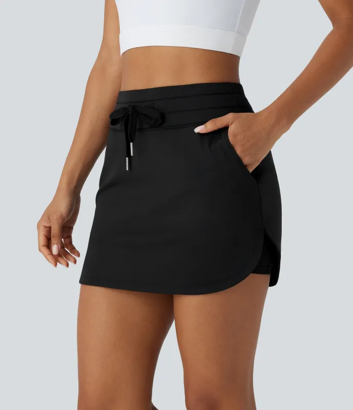 Halara Mini Falda Softlyzero™ QuickDry golf secado rápido 2 en 1 tiro alto cordón ajustable bolsillo lateral dobladillo curvo bolsillo tee golf - Black - M(regular) sold by Halara