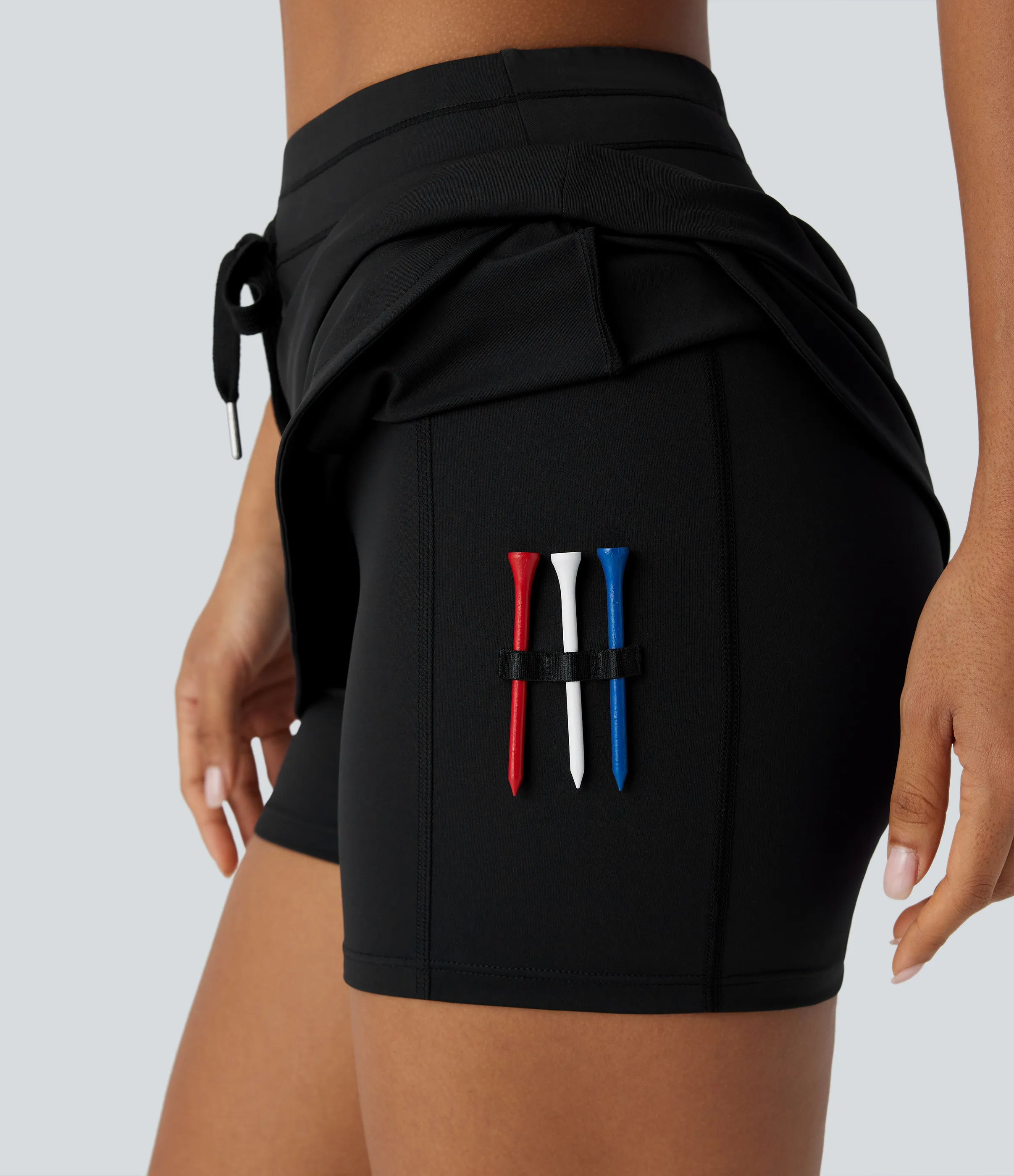 Halara Mini Falda Softlyzero™ QuickDry golf secado rápido 2 en 1 tiro alto cordón ajustable bolsillo lateral dobladillo curvo bolsillo tee golf - Black - M(regular) sold by Halara product image thumbnail 5