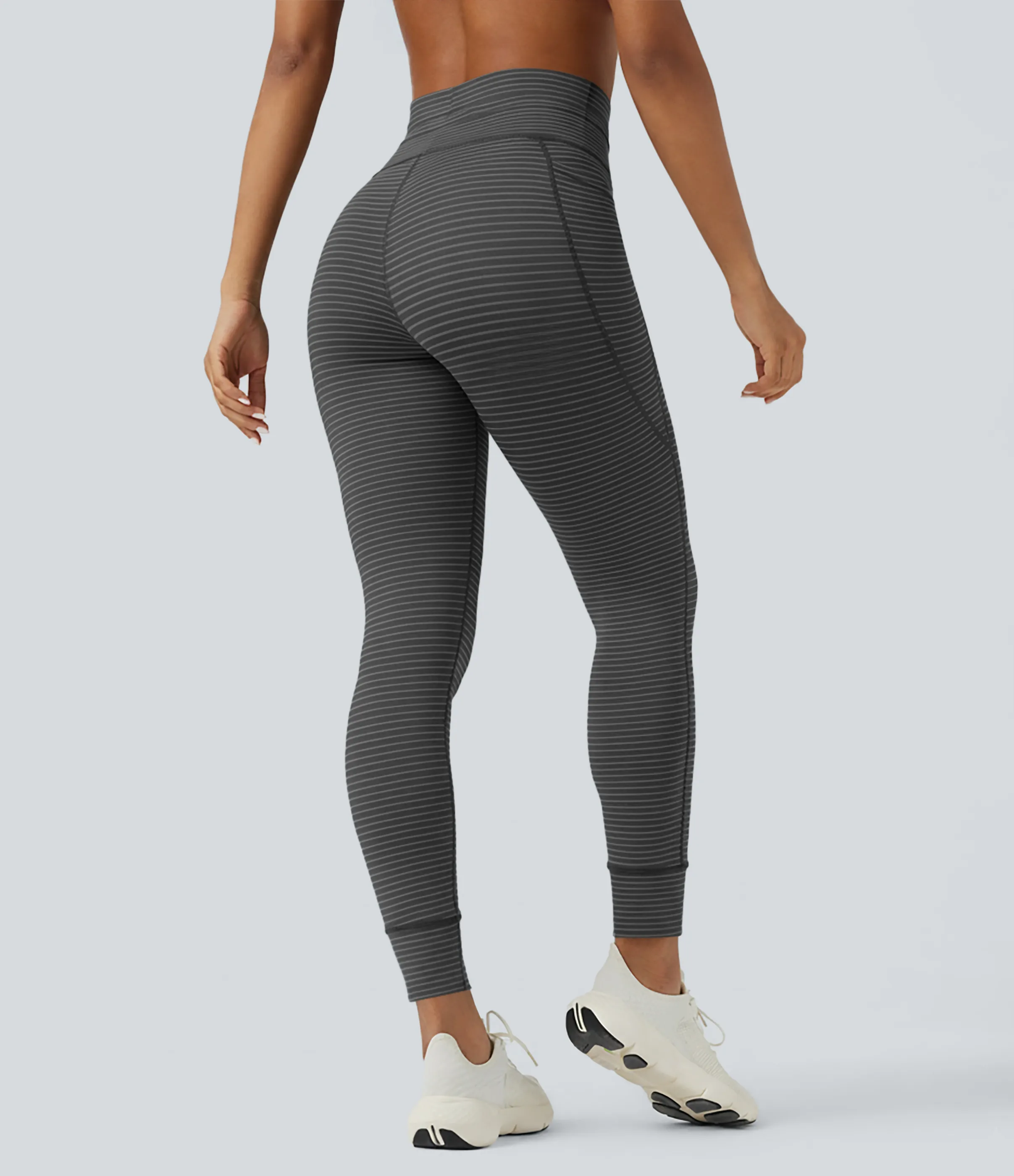 Halara Leggings de yoga de tiro alto a rayas con cordón y bolsillos - Iron Gray - XS(full_length) sold by Halara product image thumbnail 3