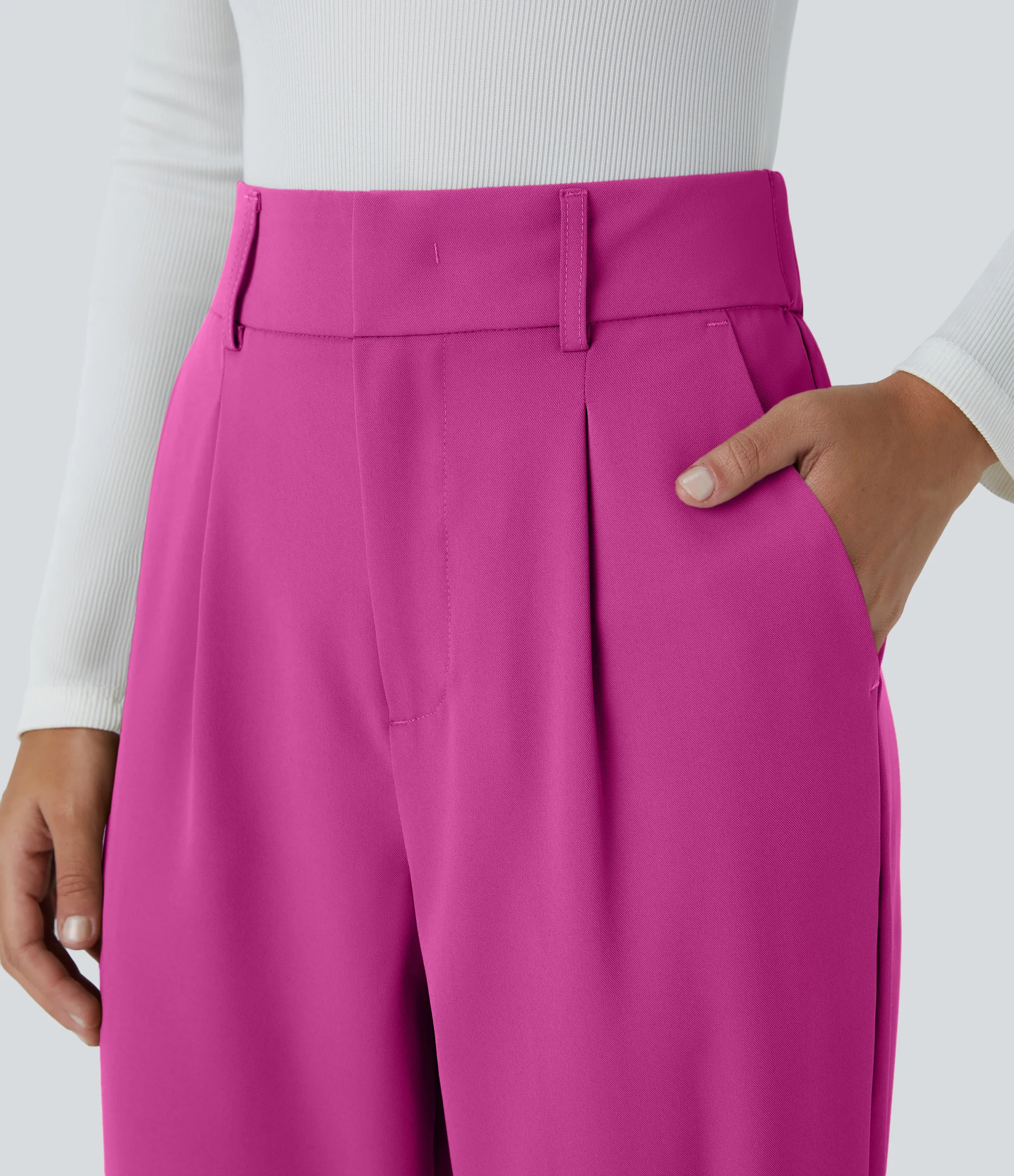 Halara Pantalón oficina ajustado tiro alto bolsillo lateral - Rose Violet - XS(regular) sold by Halara product image thumbnail 5