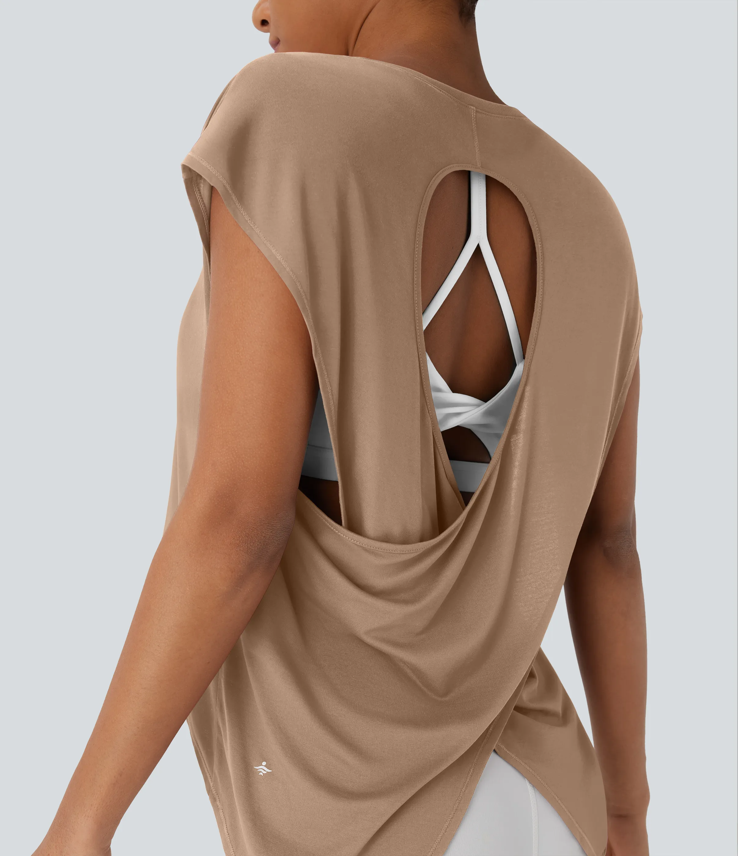 Halara Top deportivo para running asimétrico con espalda cruzada y dobladillo asimétrico - Praline - M sold by Halara product image thumbnail 5