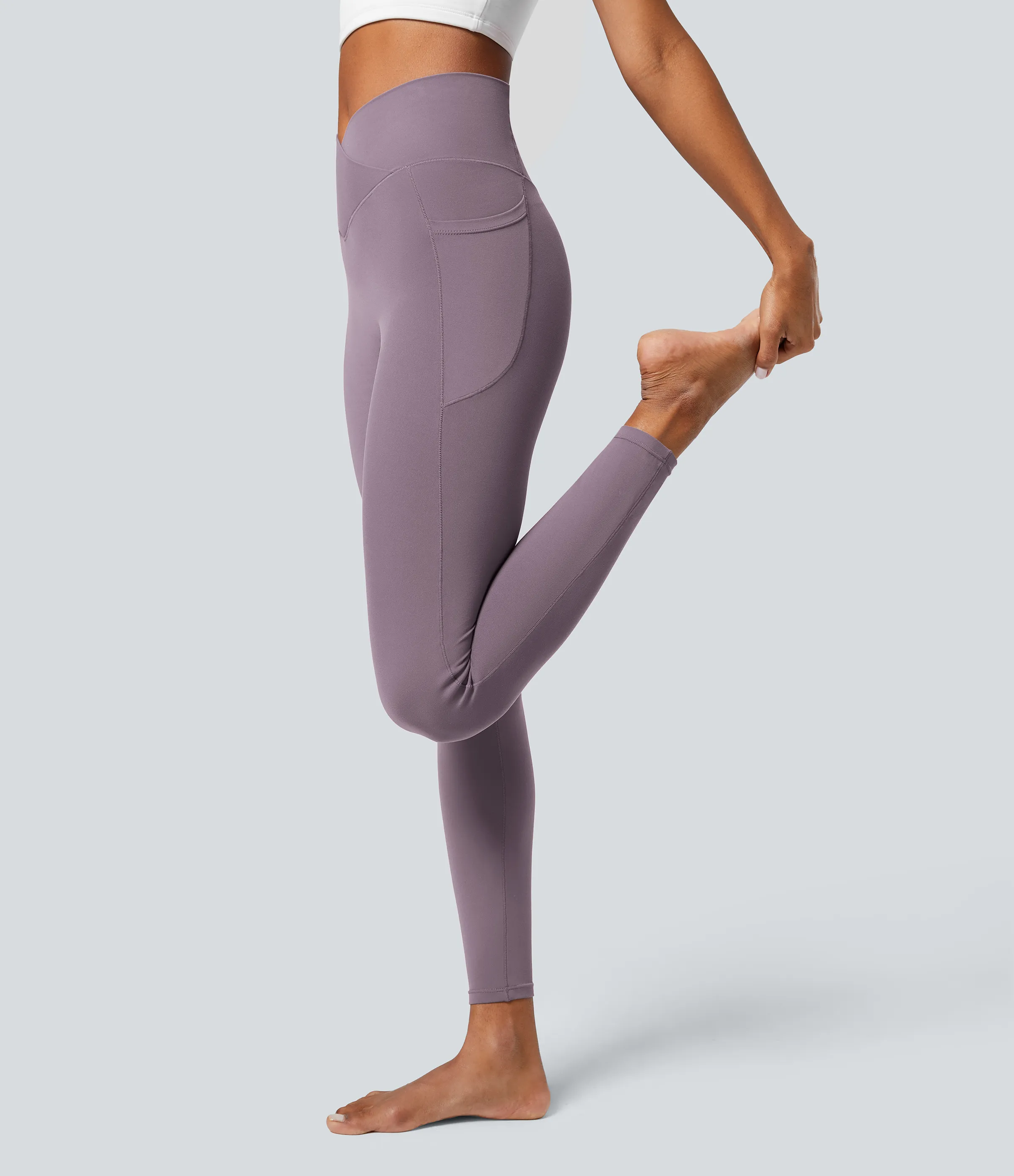 Halara Leggings Softlyzero™ liso bolsillo cruzado - Cinnabar Purple - XL(7/8) sold by Halara product image thumbnail 4