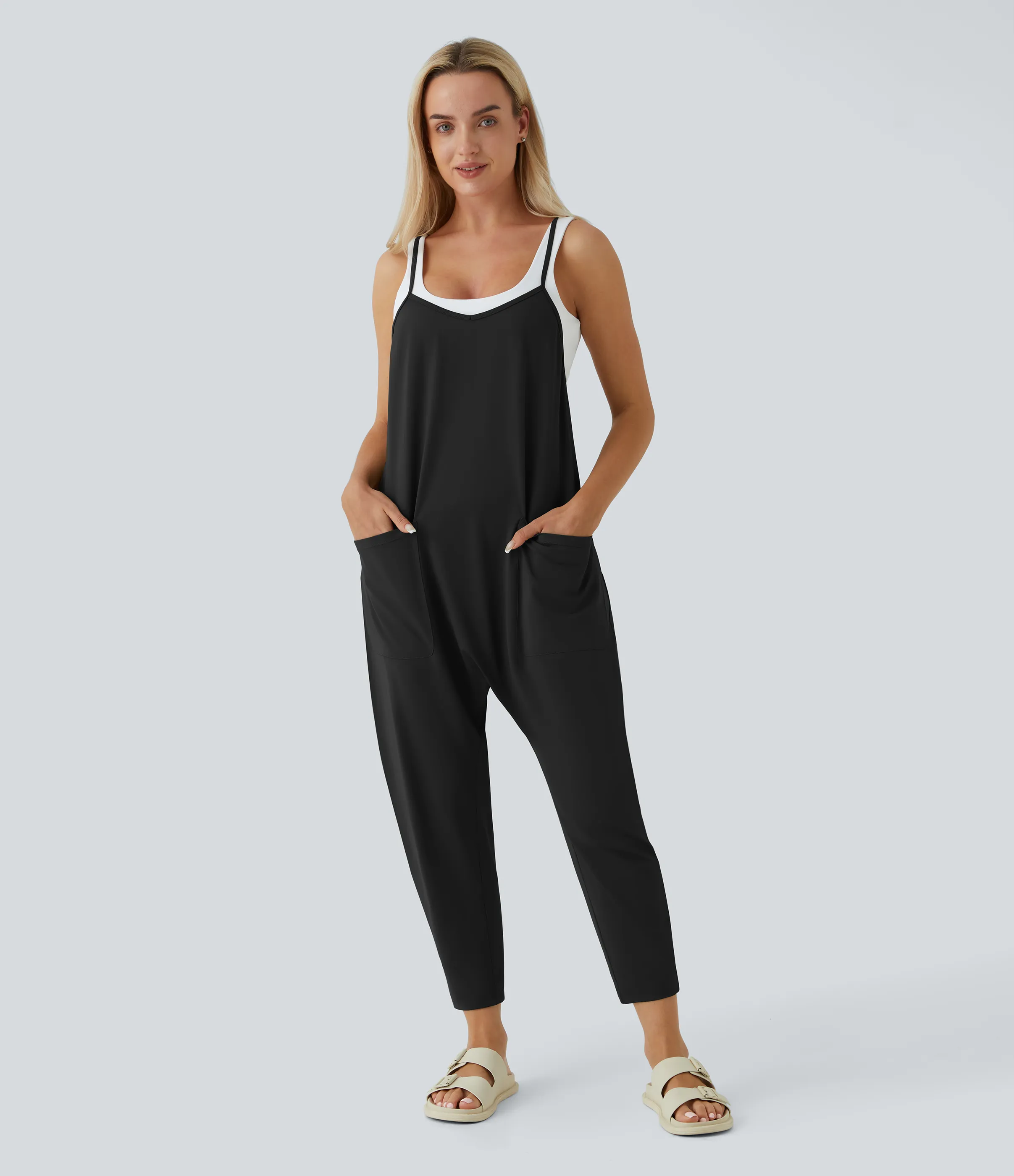 Halara Mono cónico suelto tobillo múltiple bolsillo sin espalda - Tap Shoe - M sold by Halara