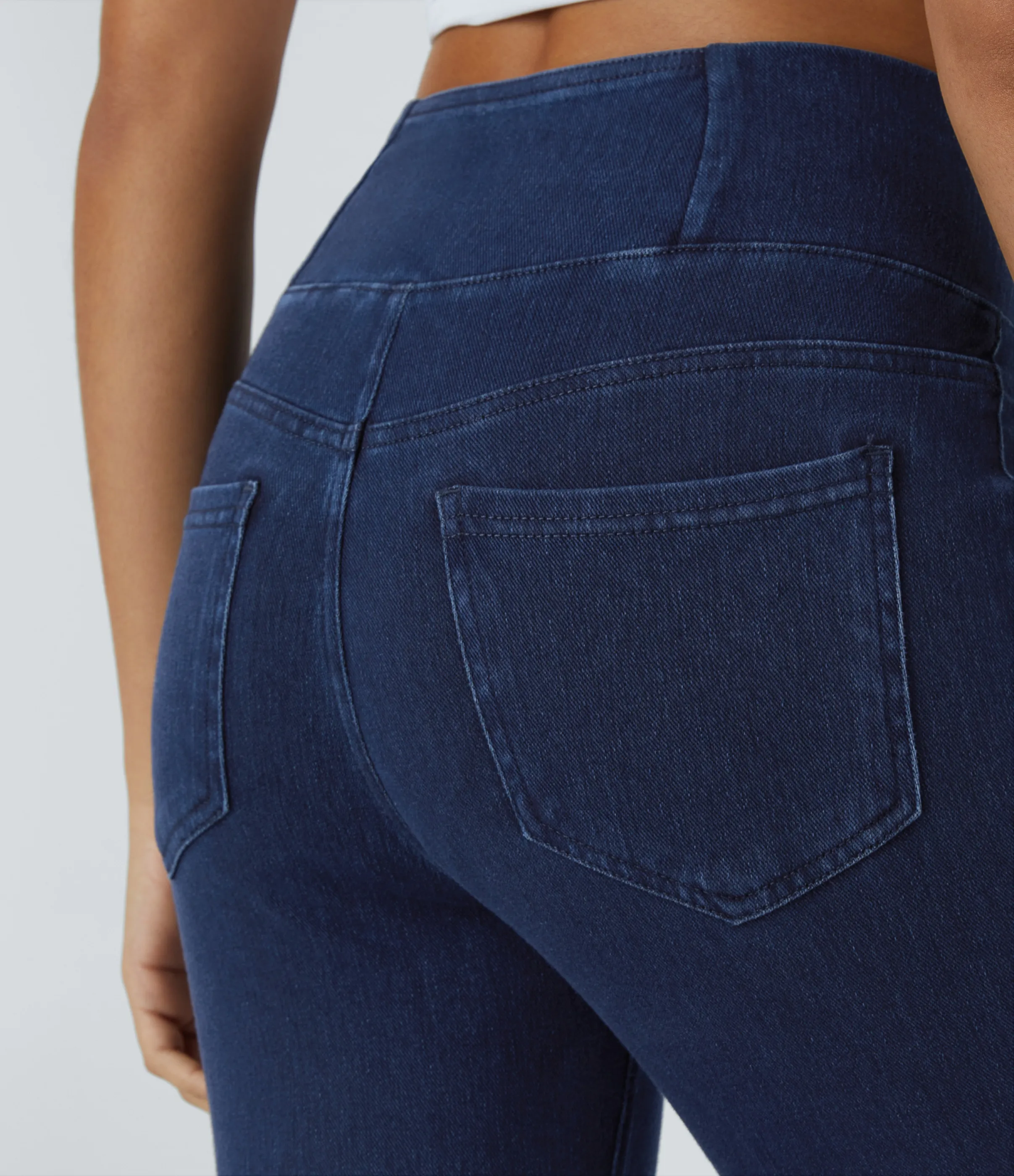 Halara Leggings Halara Flex™ Denim oficina elástico múltiple bolsillo cruzado tiro alto - Washed Denim Navy Blue - XL(full_length) sold by Halara product image thumbnail 5