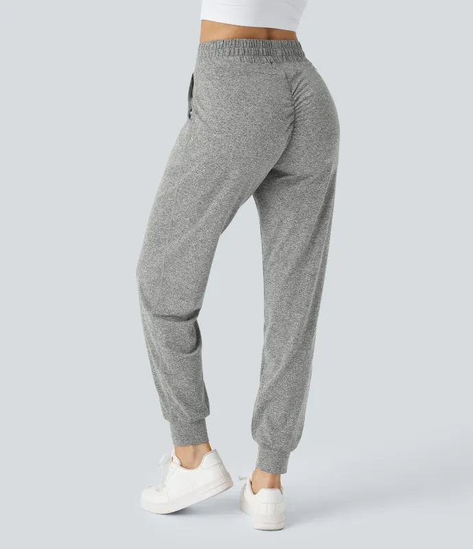 Halara Joggers yoga fruncido bolsillo lateral cordón tiro alto - Fog Gray - L(regular) sold by Halara