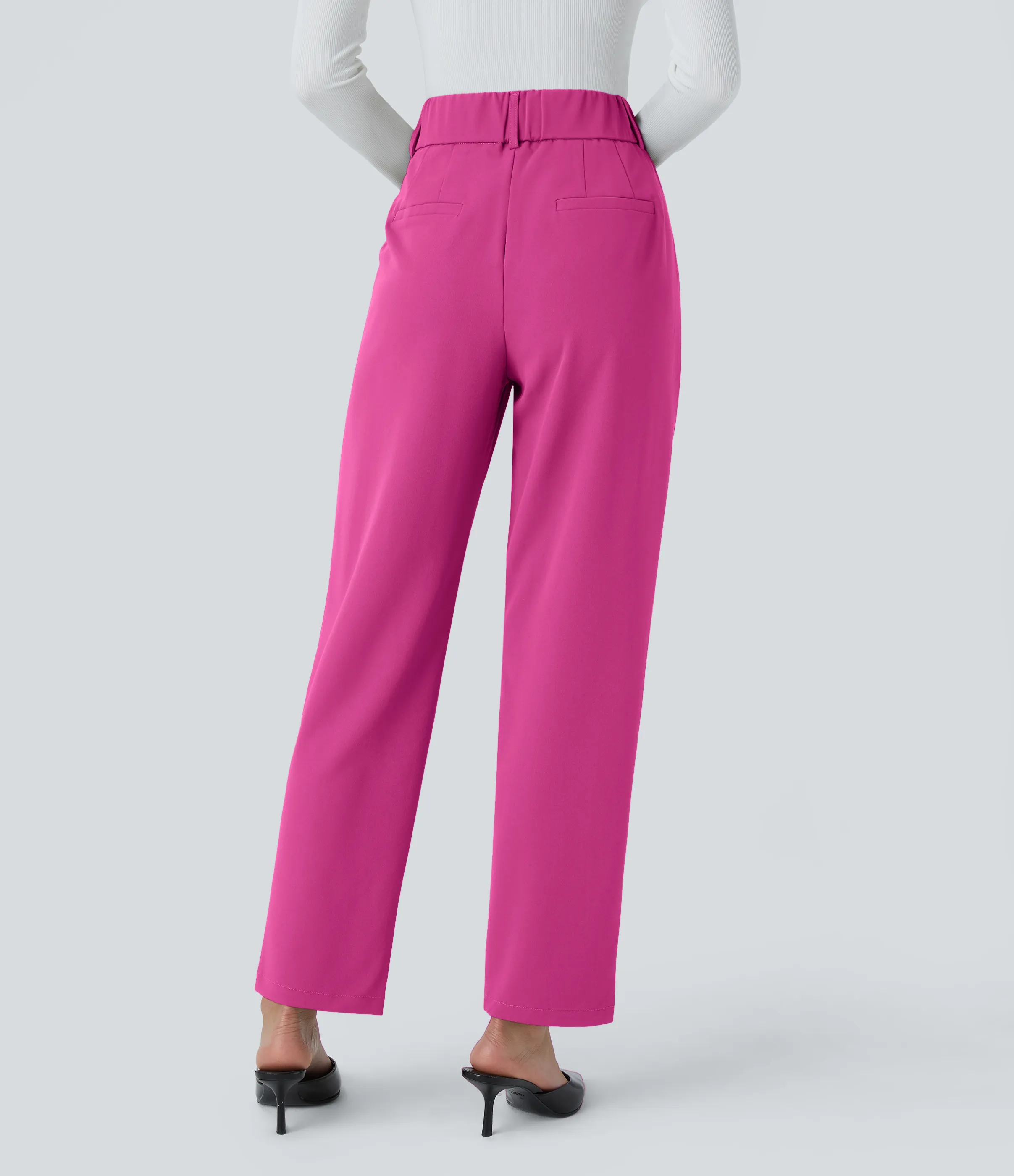 Halara Pantalón oficina ajustado tiro alto bolsillo lateral - Fuchsia Fedora - XL(regular) sold by Halara product image thumbnail 3