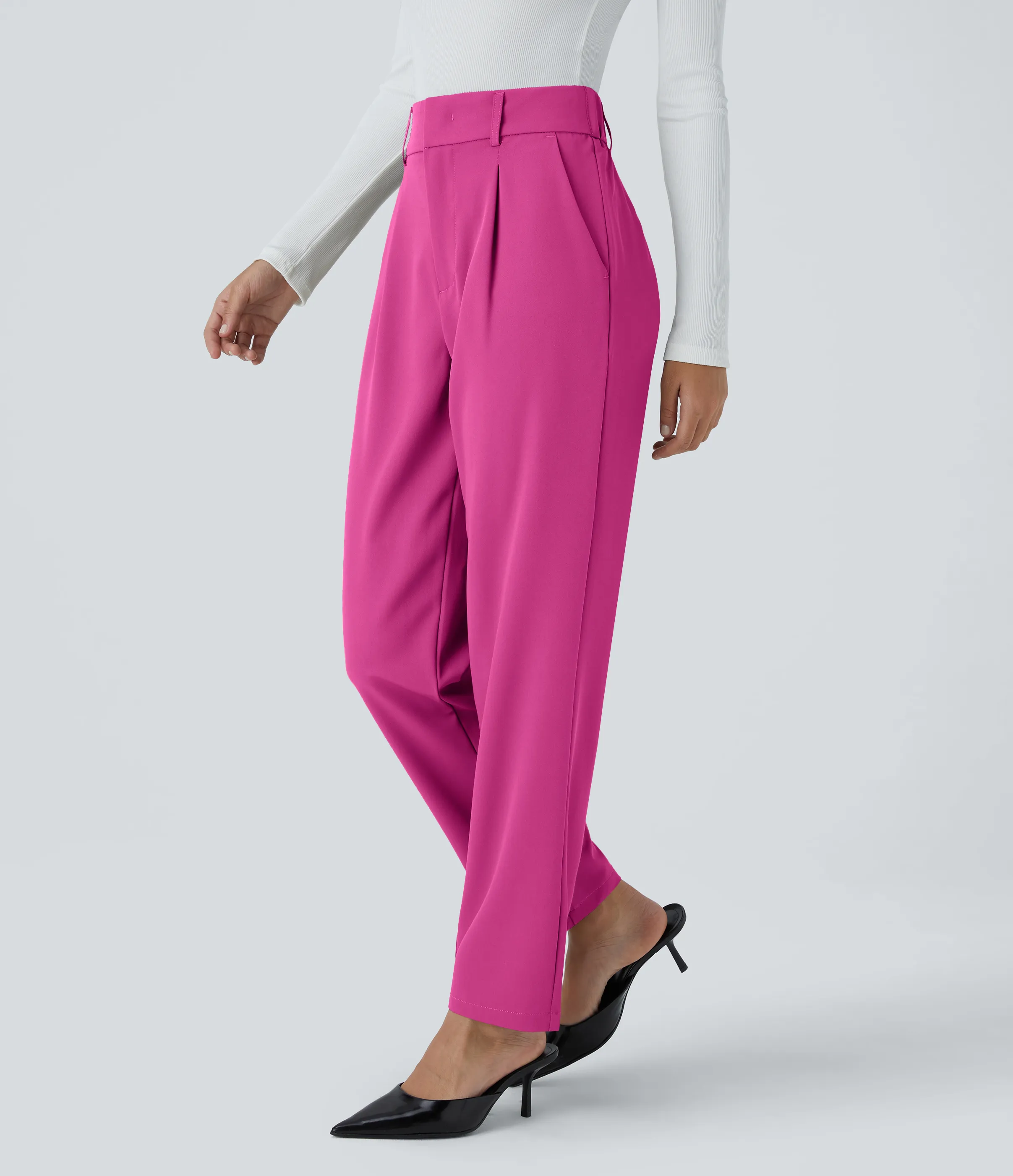 Halara Pantalón oficina ajustado tiro alto bolsillo lateral - Fuchsia Fedora - XL(regular) sold by Halara product image thumbnail 4