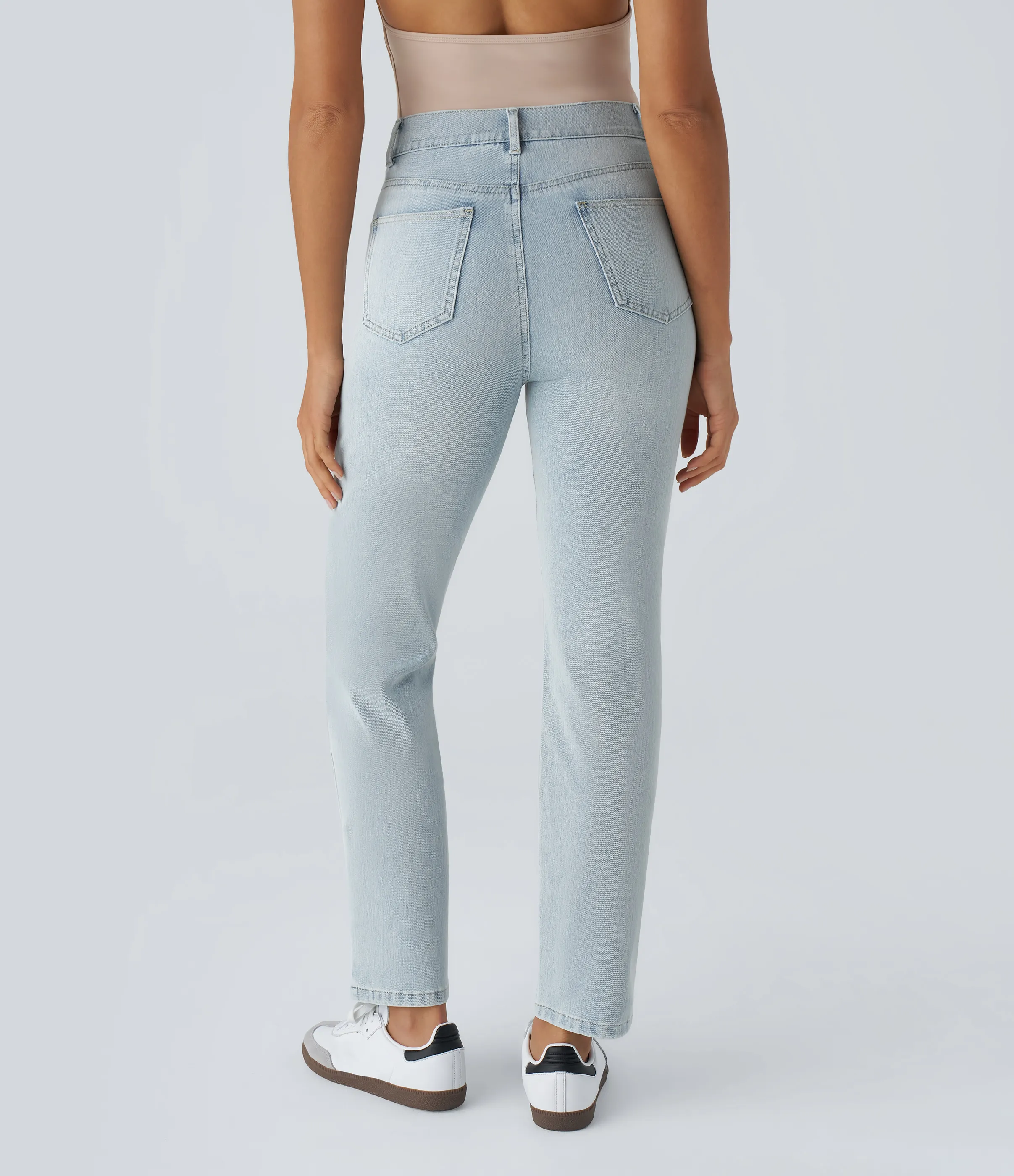 Halara Jeans Halara Flex™ Denim elásticos de tiro alto descoloridos con múltiples bolsillos - Light Azure Denim - XL(tall) sold by Halara product image thumbnail 3