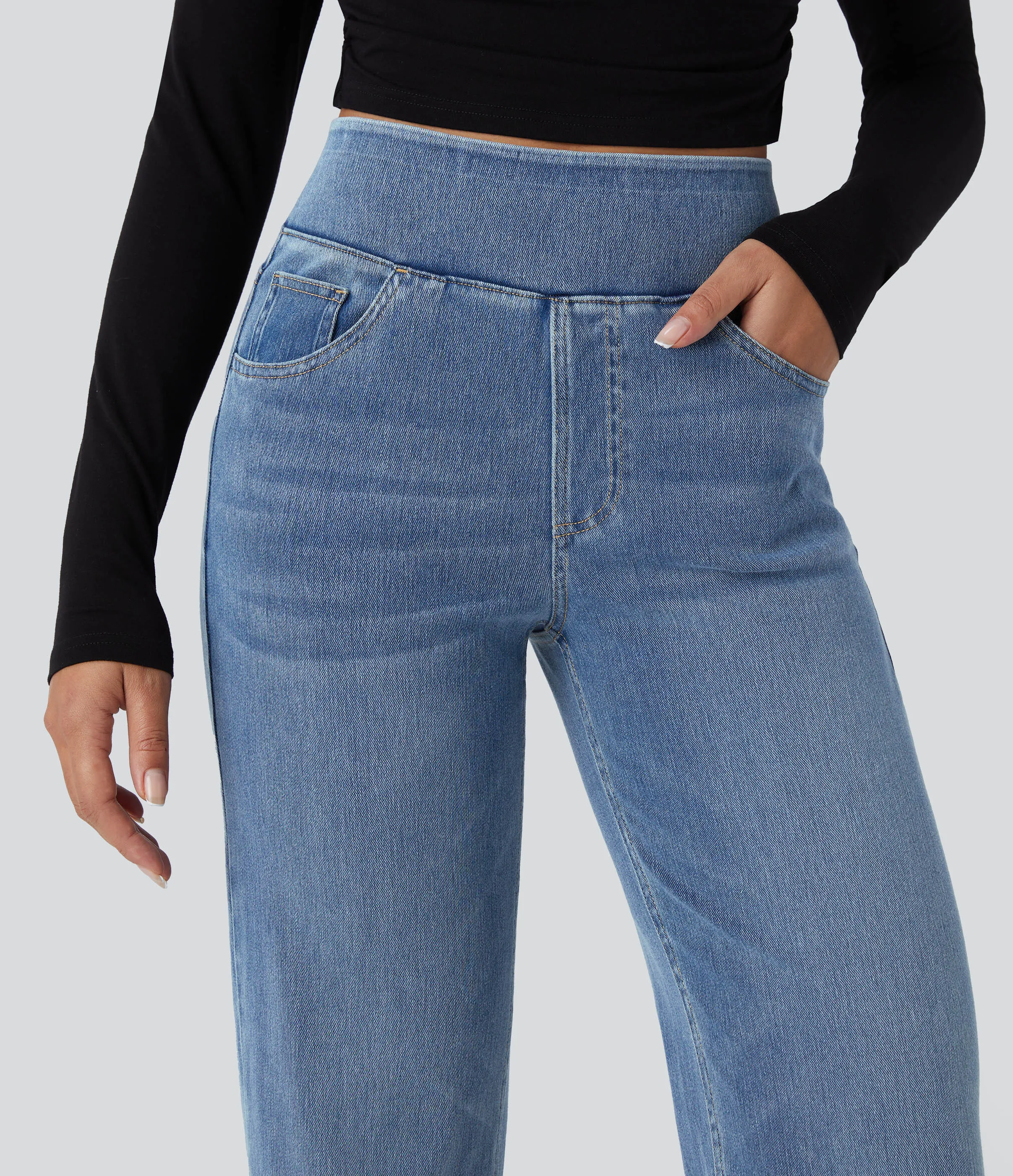 Halara Jeans Halara Flex™ Denim elástico lavado múltiple bolsillo tiro alto - Blue Gray Denim - XL(regular) sold by Halara product image thumbnail 5