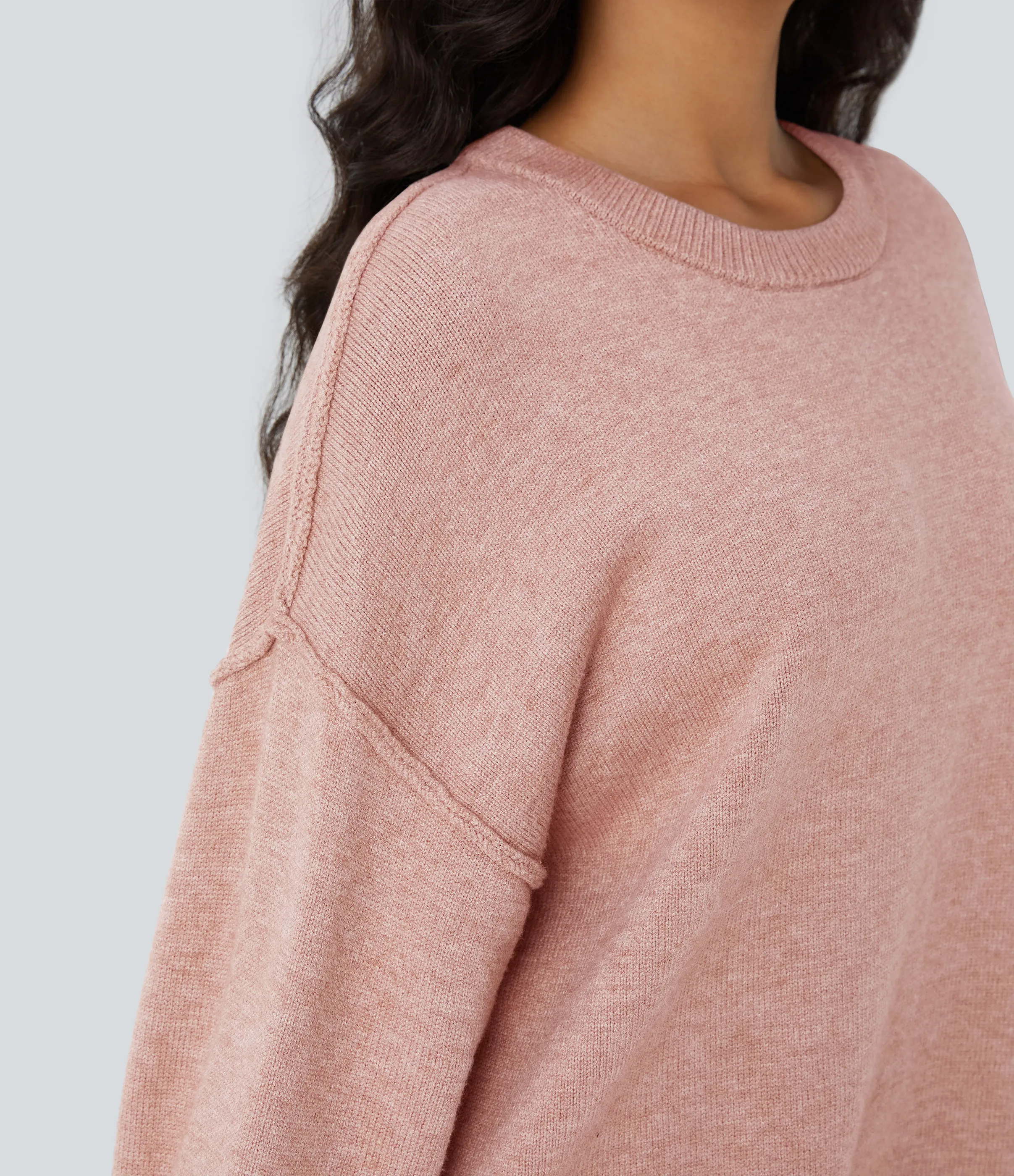 Halara Suéter manga larga hombro caído cuello redondo - Peachskin - XS sold by Halara product image thumbnail 5