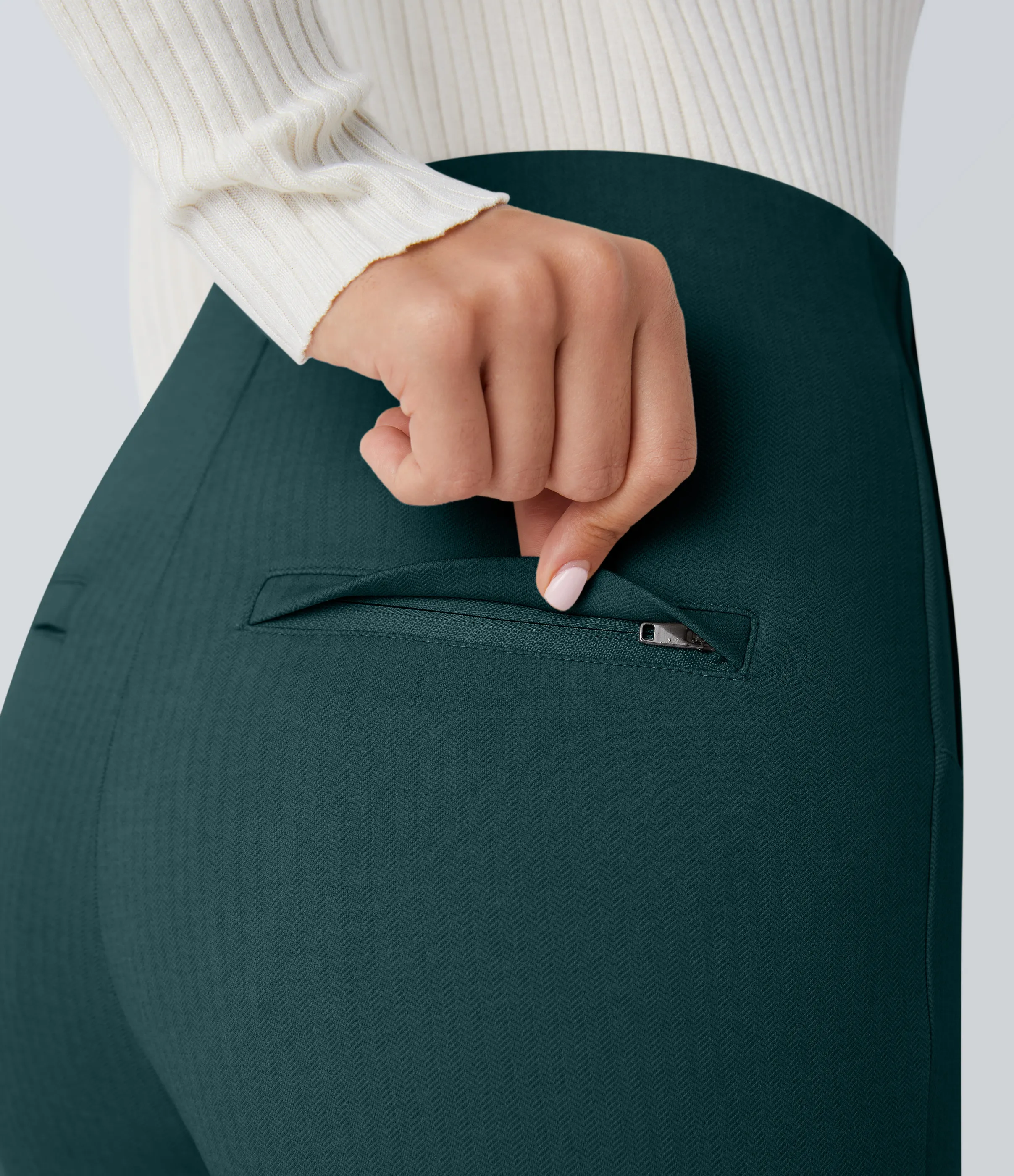 Halara Leggings SoCinched oficina espiga botón decorativo posterior control abdomen tiro alto - Dark Sea - XS(7/8) sold by Halara product image thumbnail 5