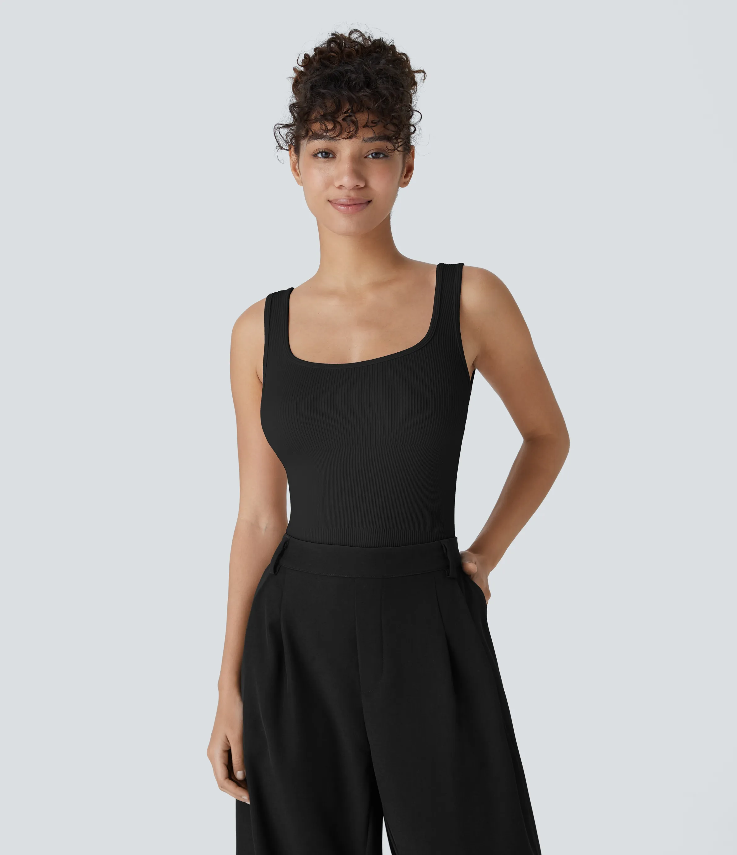 Halara Body liso sin costura cuello cuadrado sin espalda - Black - M sold by Halara product image thumbnail 3