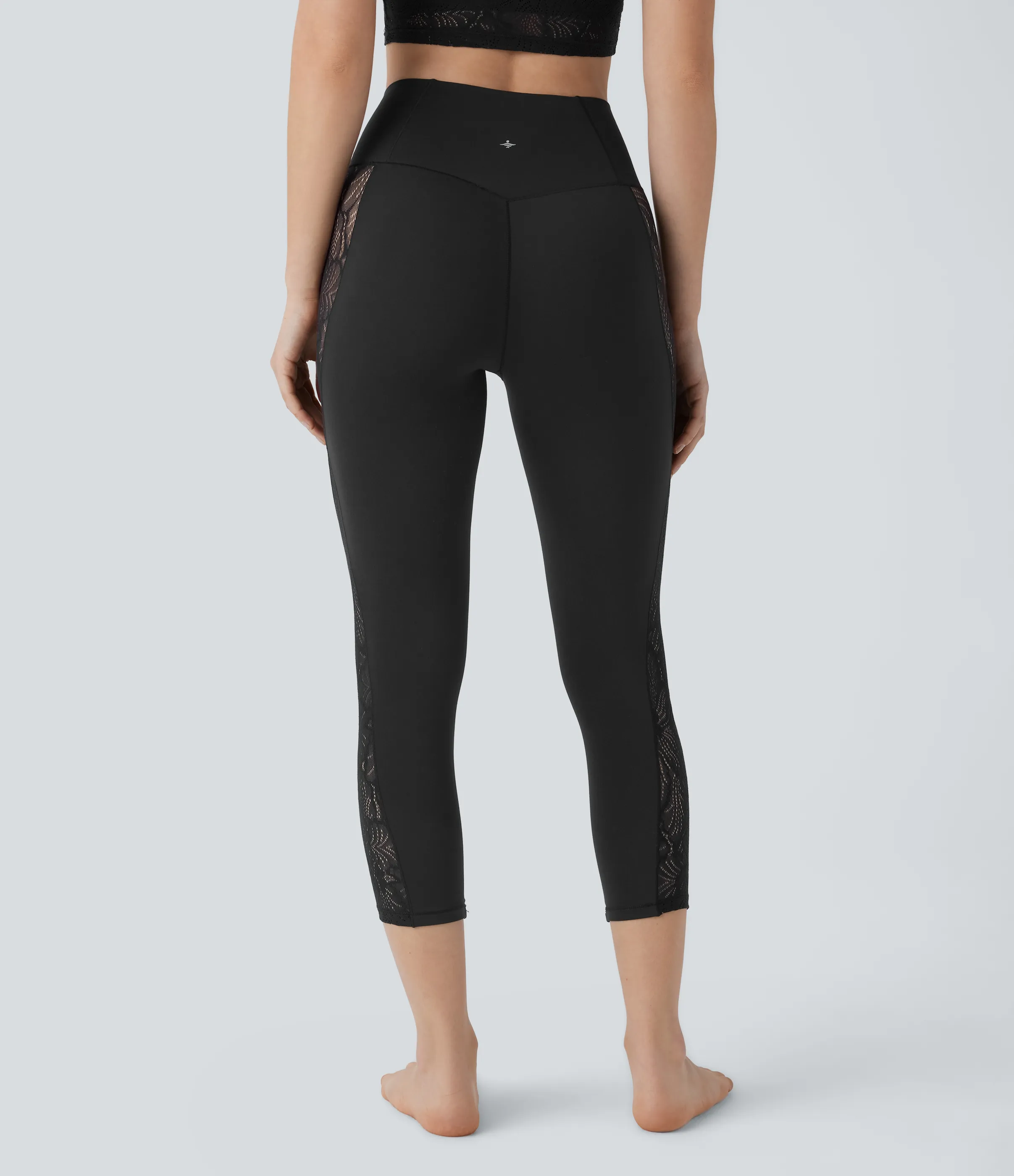 Halara Leggings Softlyzero™ capri yoga tiro alto encaje contrastante cruzado - UPF50+ - Black - XS sold by Halara product image thumbnail 3