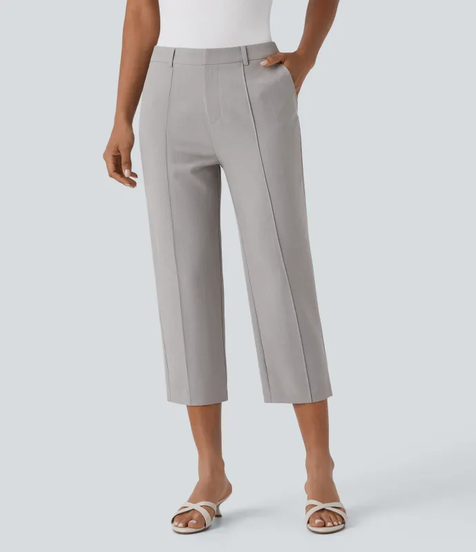 Halara Pantalón capri tiro medio cremallera múltiple bolsillo - Drizzle - M(regular) made by Halara