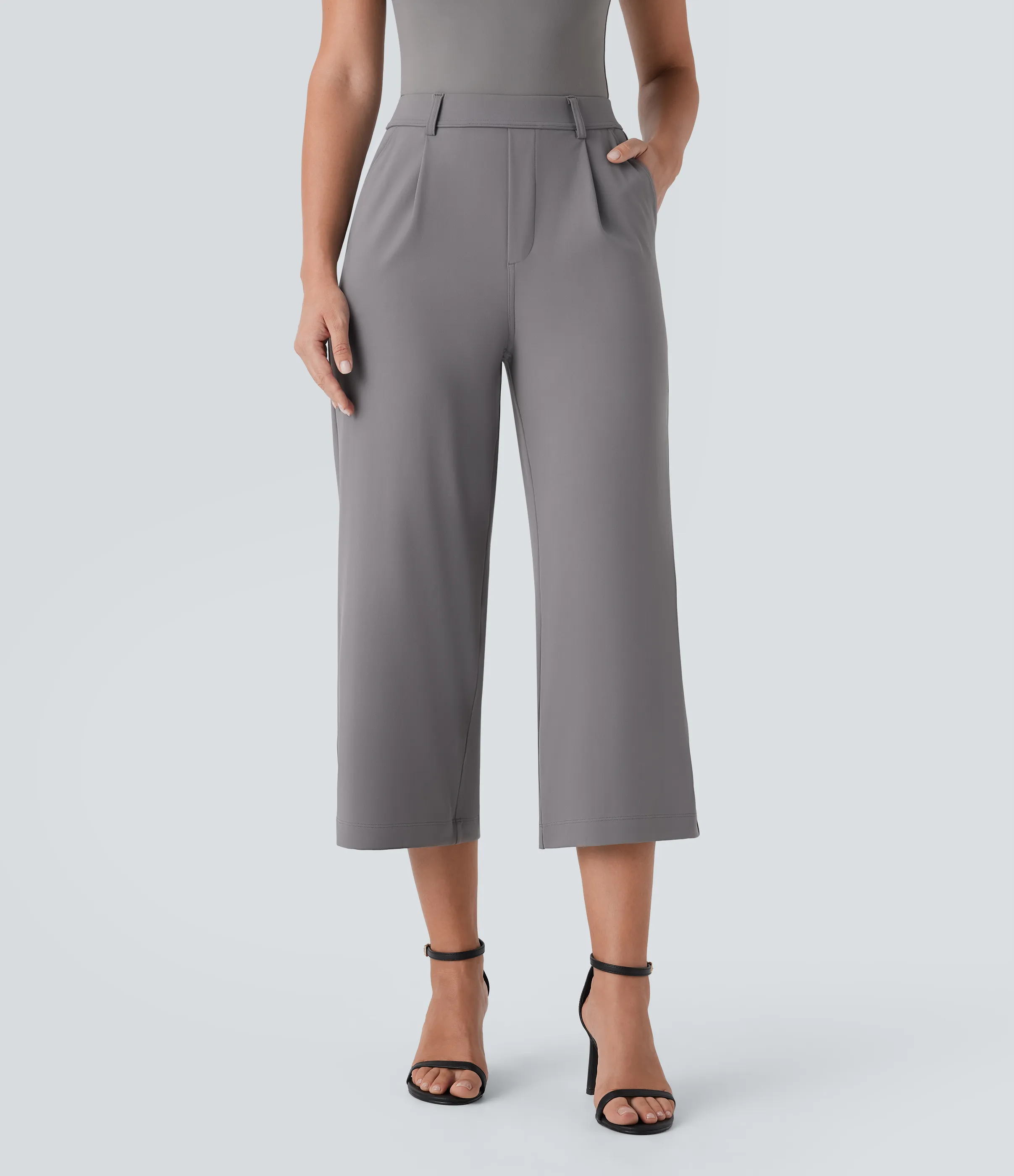 Halara Pantalón oficina capri pierna recta bolsillo lateral tiro alto - Silent Storm - S(regular) sold by Halara product image thumbnail 2