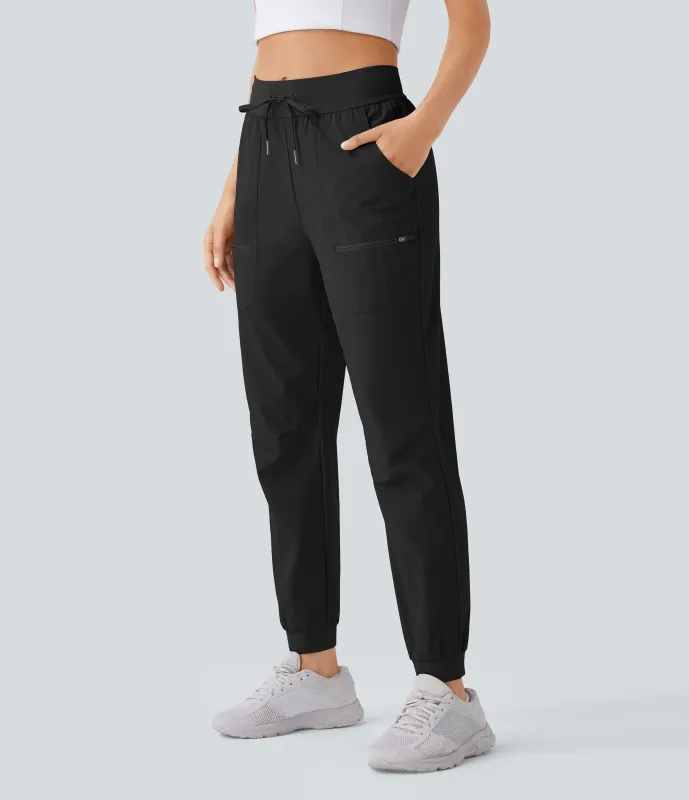 Halara Joggers senderismo tiro medio resistente desgaste repelente agua cordón múltiple bolsillo - Black - M(regular) sold by Halara
