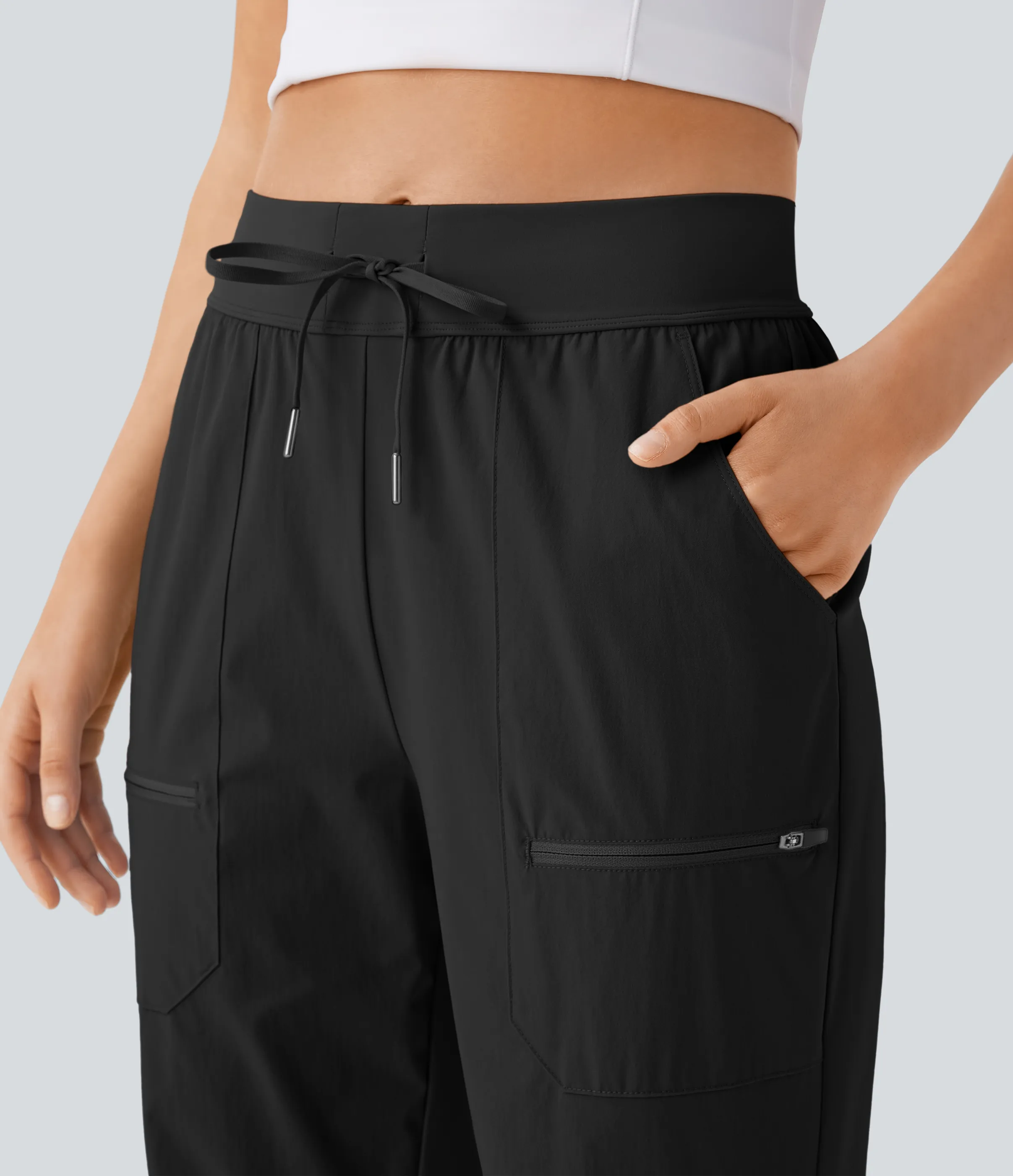 Halara Joggers senderismo tiro medio resistente desgaste repelente agua cordón múltiple bolsillo - Black - M(regular) sold by Halara product image thumbnail 5
