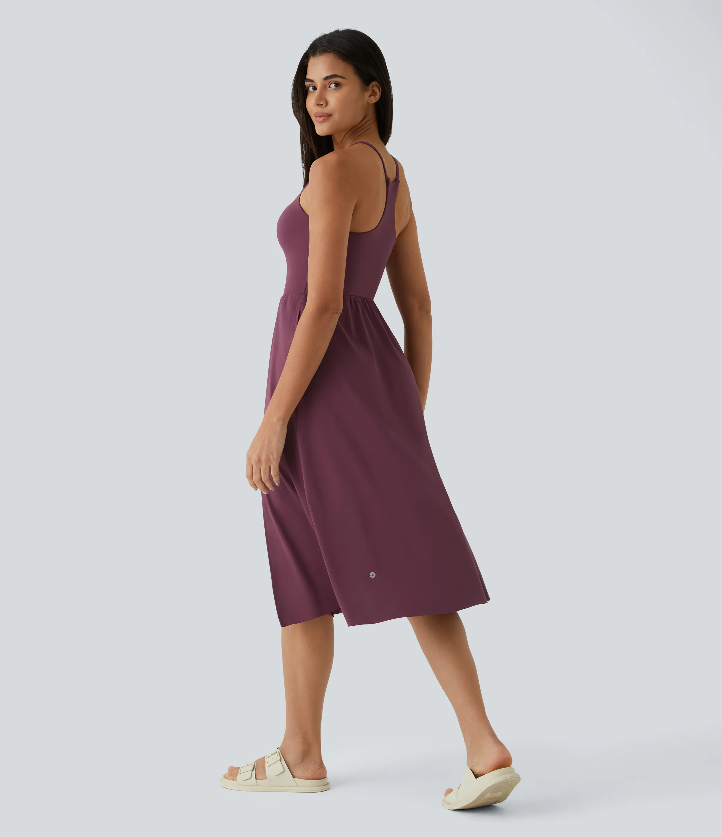 Halara Vestido midi bolsillo lateral espalda cruzada - Fig - S sold by Halara product image thumbnail 3