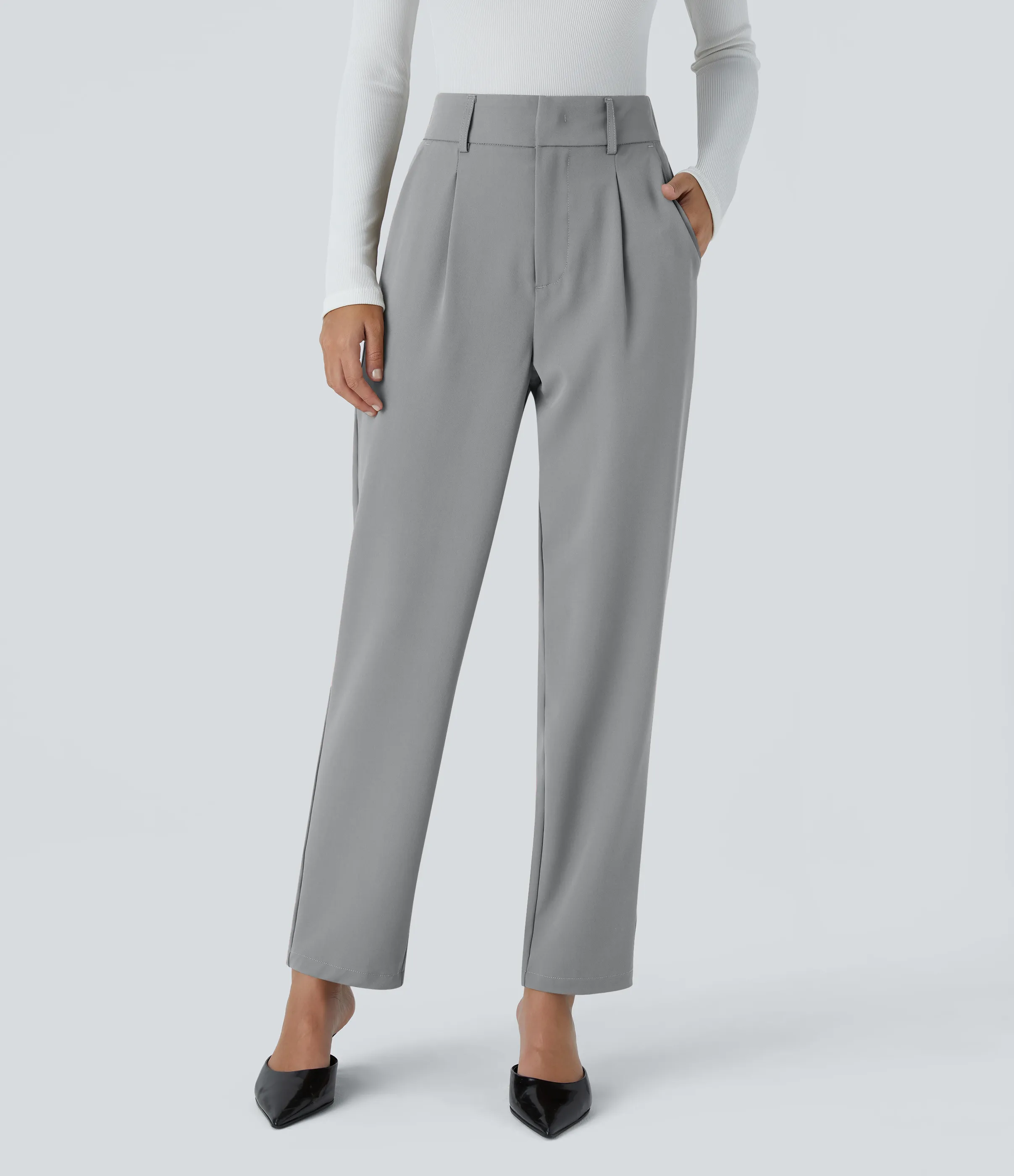 Halara Pantalón oficina ajustado tiro alto bolsillo lateral - Quarry - XL(regular) sold by Halara product image thumbnail 2