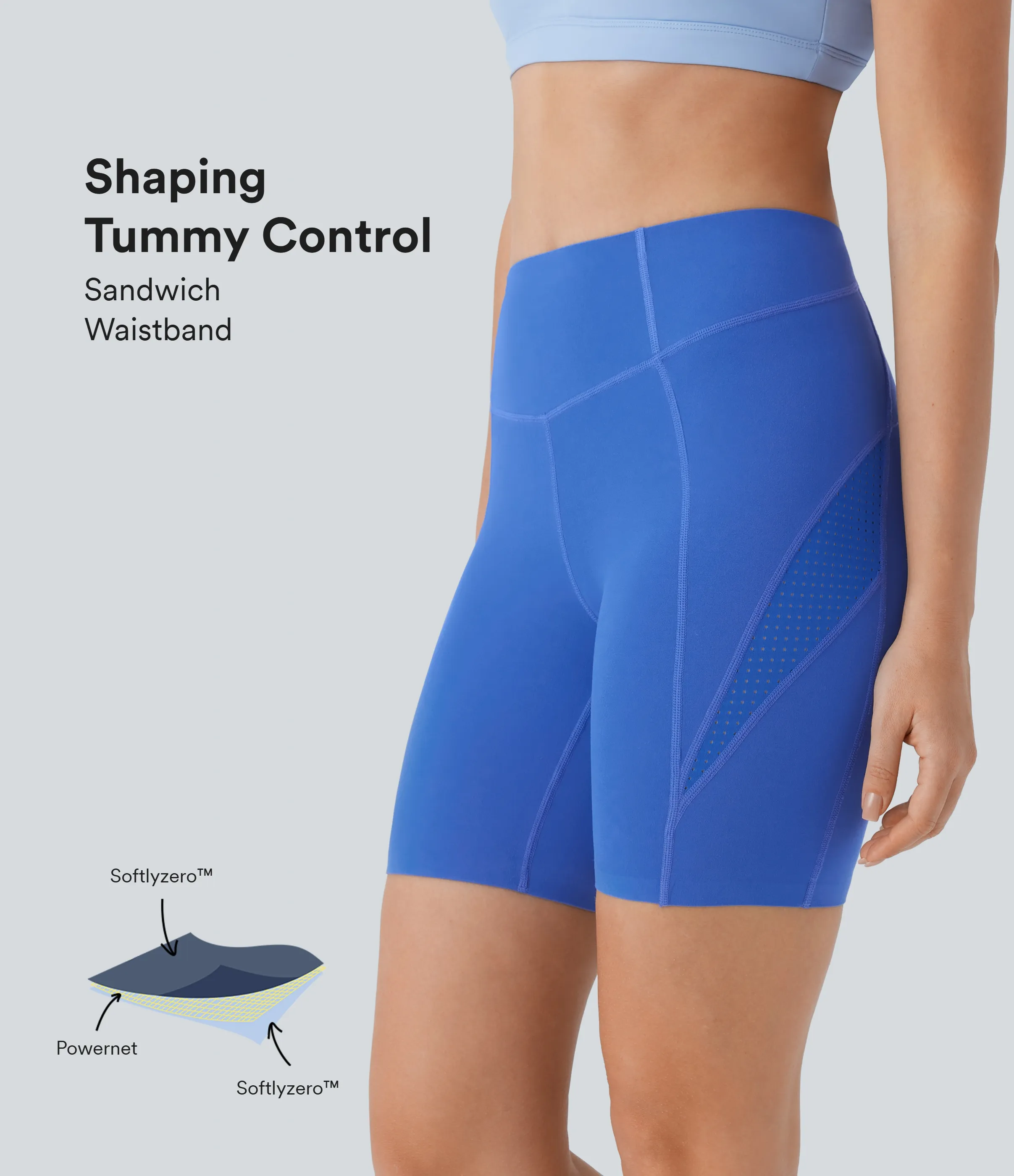 Halara Pantalón corto Softlyzero™ SoCinched yoga ciclista corte moldeador tiro alto 17.5cm - UPF50+ - Beaucoup Blue - XS sold by Halara product image thumbnail 2