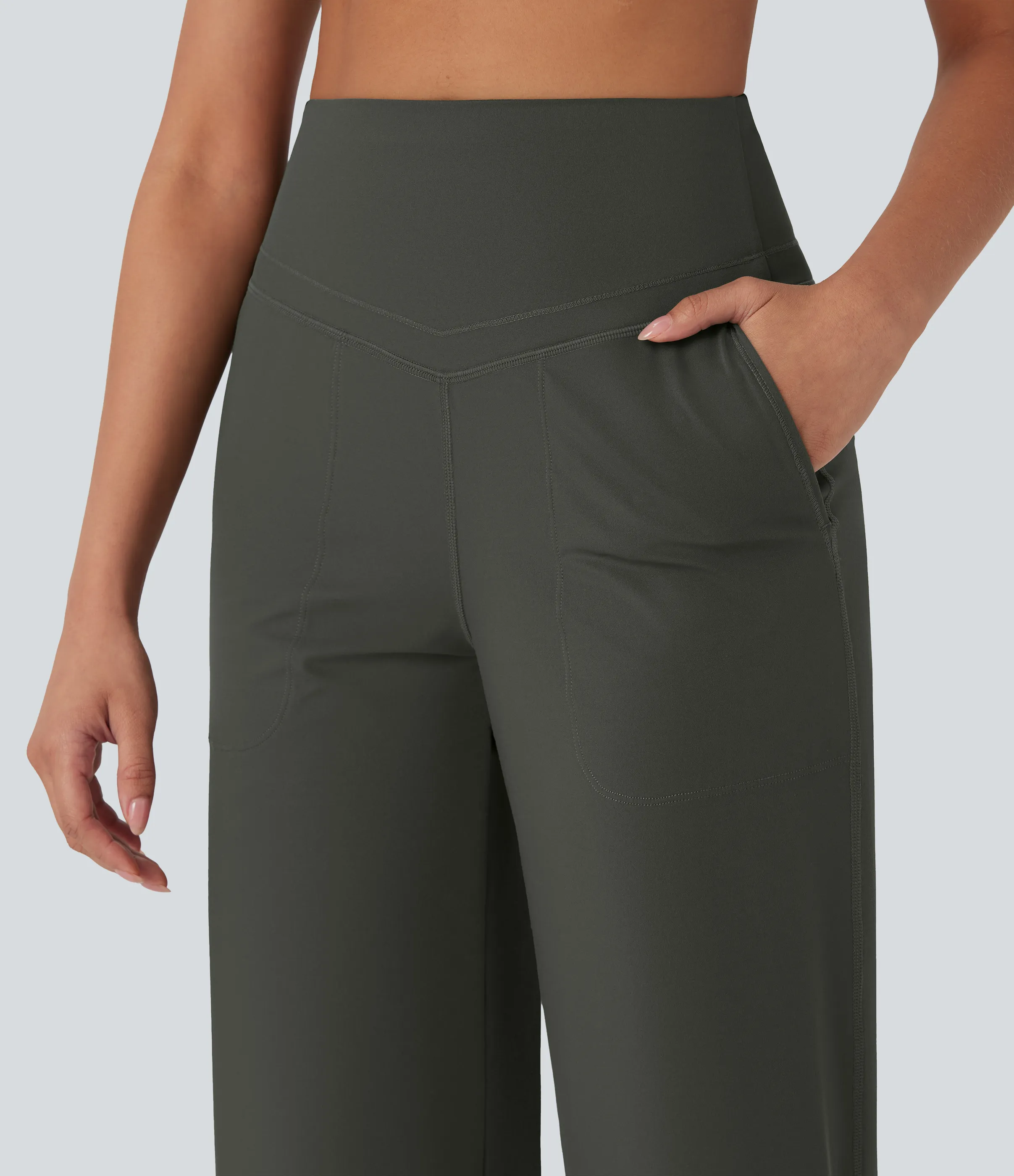 Halara Pantalones de yoga Halara UltraSculpt™ moldeadores de tiro alto con control de abdomen y pierna recta con bolsillos - Deep Woodland Green - M(tall) sold by Halara product image thumbnail 5