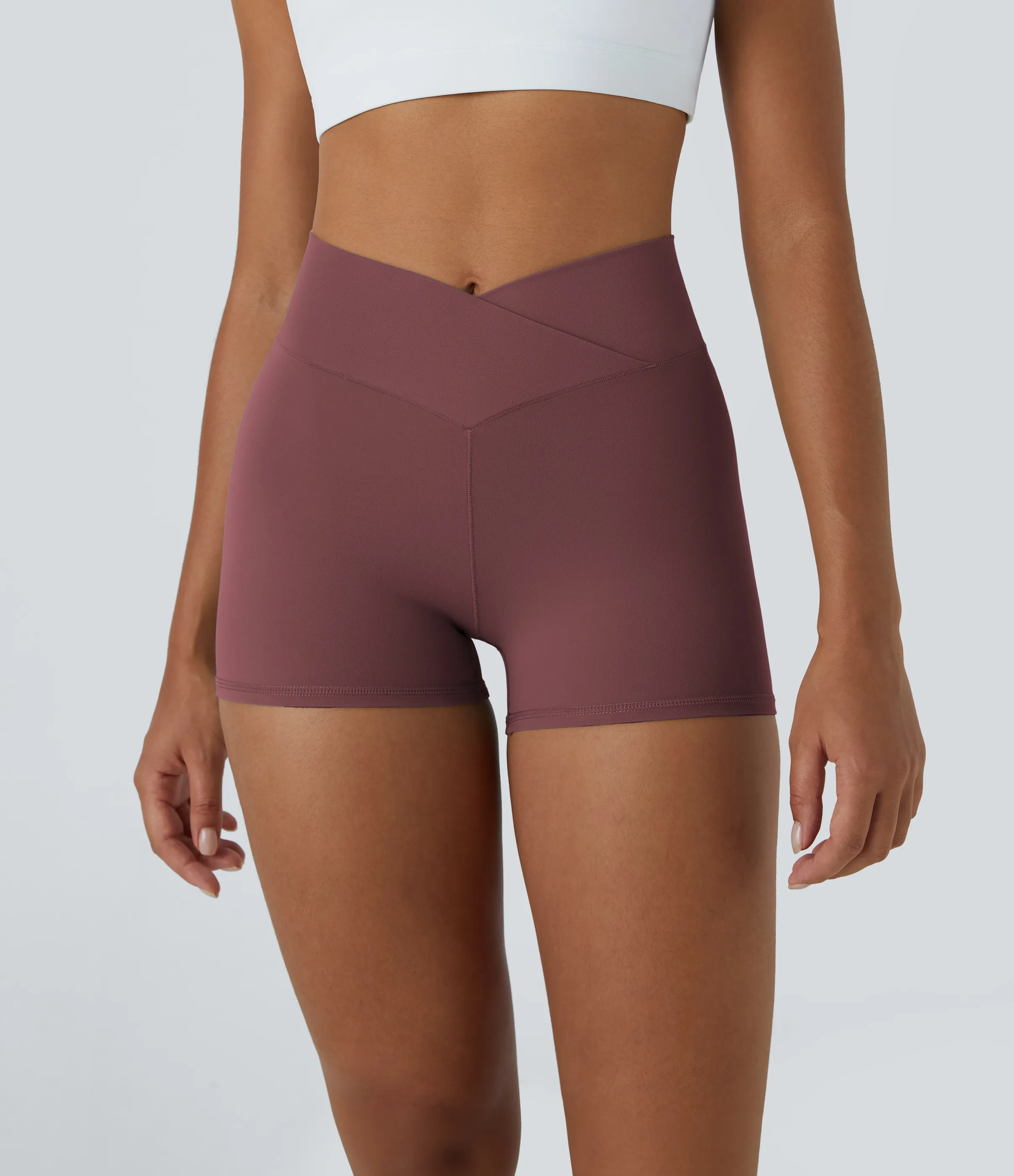 Halara Pantalón corto Softlyzero™ ciclistas yoga liso cruzado tiro alto 7.5cm - Red Mahogany - XL sold by Halara product image thumbnail 2