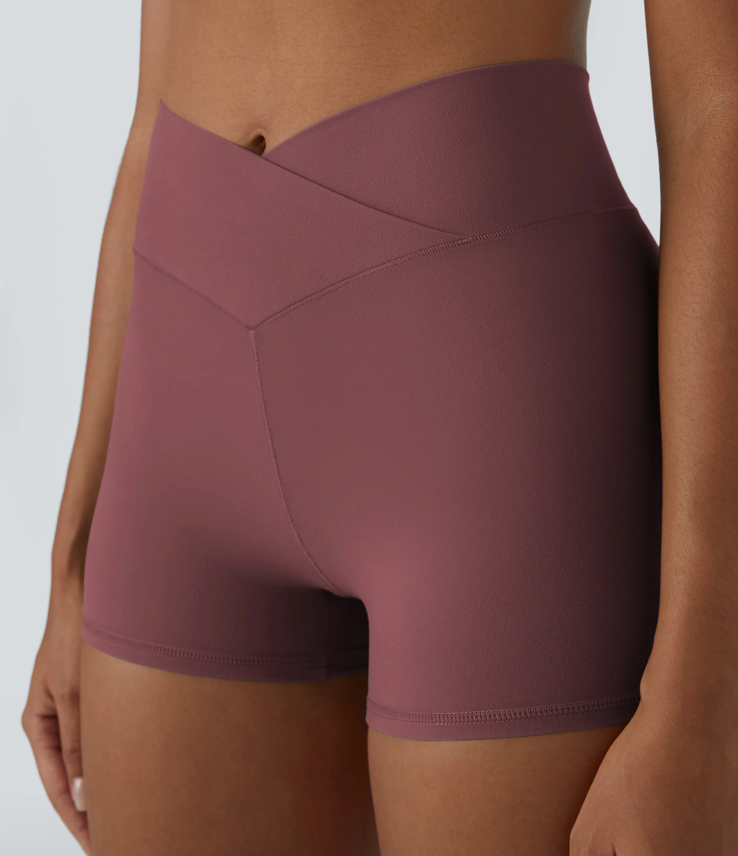 Halara Pantalón corto Softlyzero™ ciclistas yoga liso cruzado tiro alto 7.5cm - Red Mahogany - XL sold by Halara product image thumbnail 5