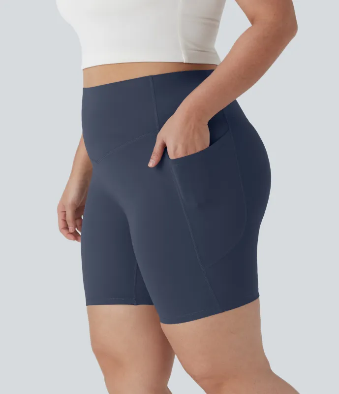 Halara Shorts biker Halara UltraSculpt™ moldeadores de tiro alto con bolsillos laterales para tallas grandes en longitud 17.5cm - Mood Indigo - 3X made by Halara