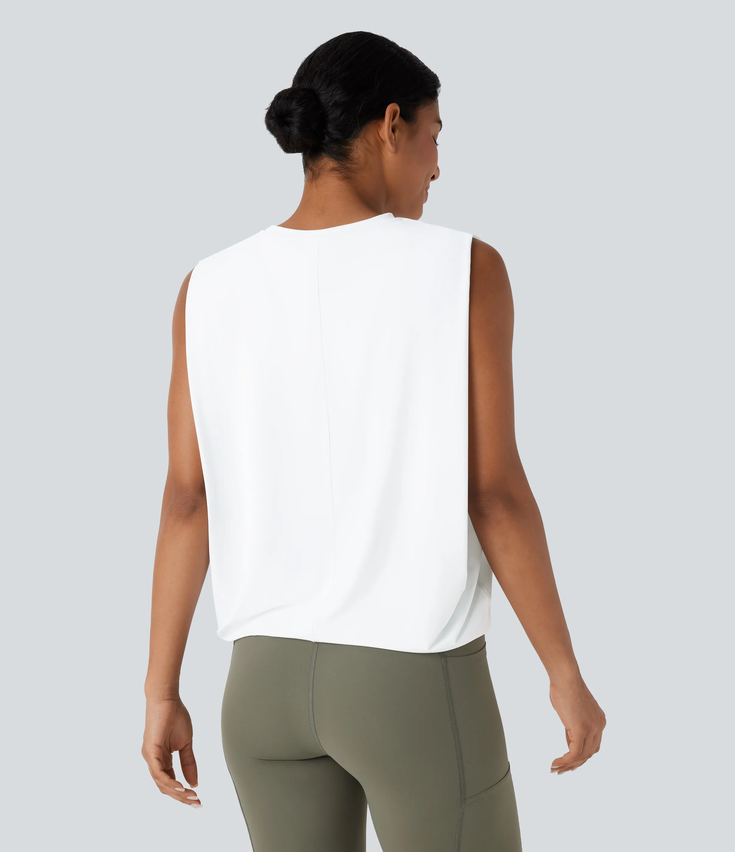 Halara Camiseta yoga cuello redondo fruncido tacto fresco - UPF 50+ - White - L sold by Halara product image thumbnail 3
