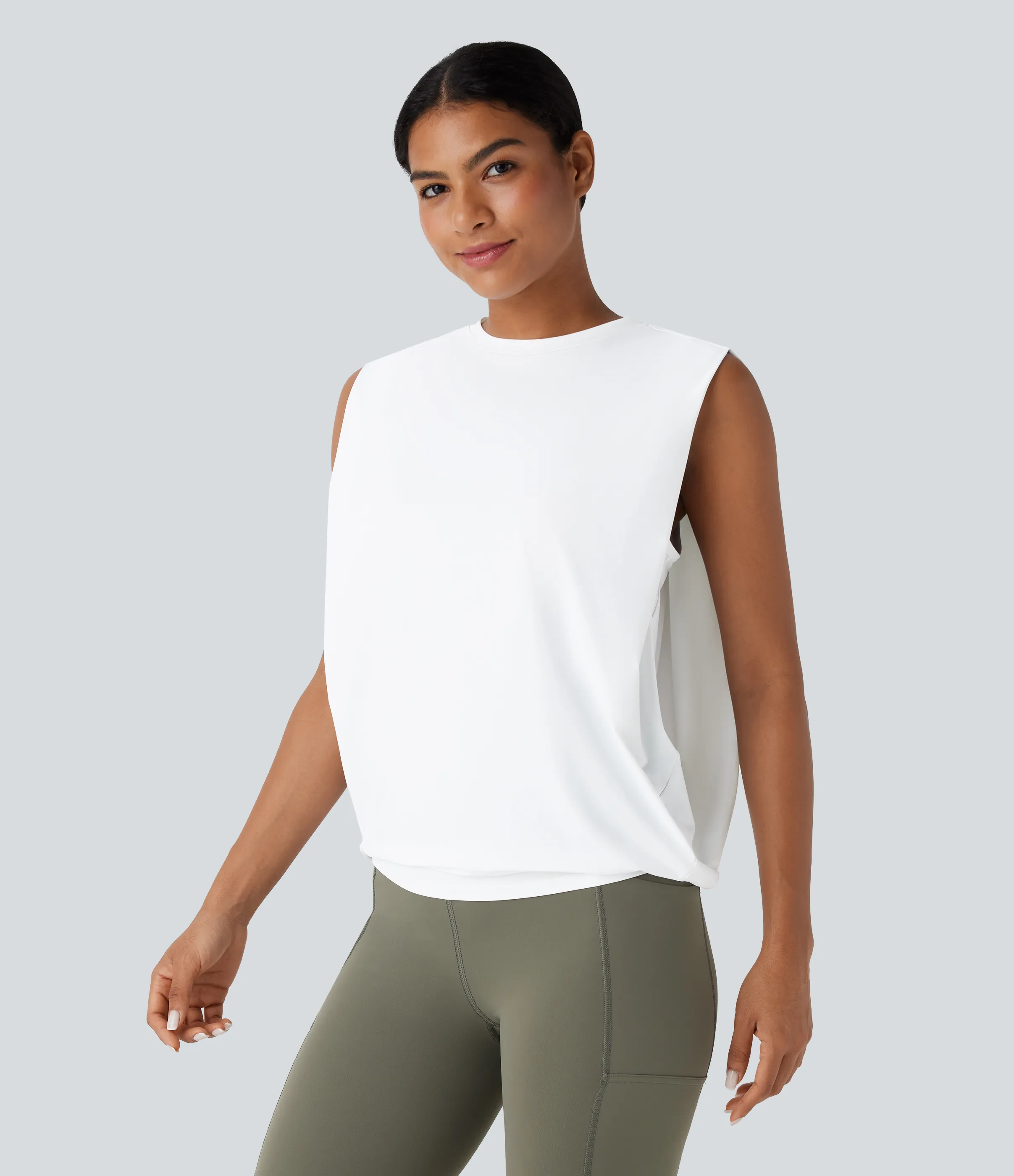 Halara Camiseta yoga cuello redondo fruncido tacto fresco - UPF 50+ - White - L sold by Halara product image thumbnail 4