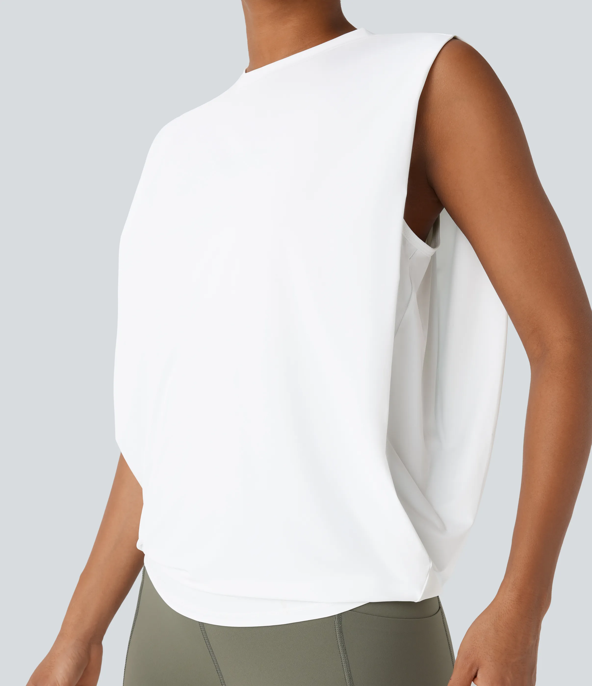 Halara Camiseta yoga cuello redondo fruncido tacto fresco - UPF 50+ - White - L sold by Halara product image thumbnail 5