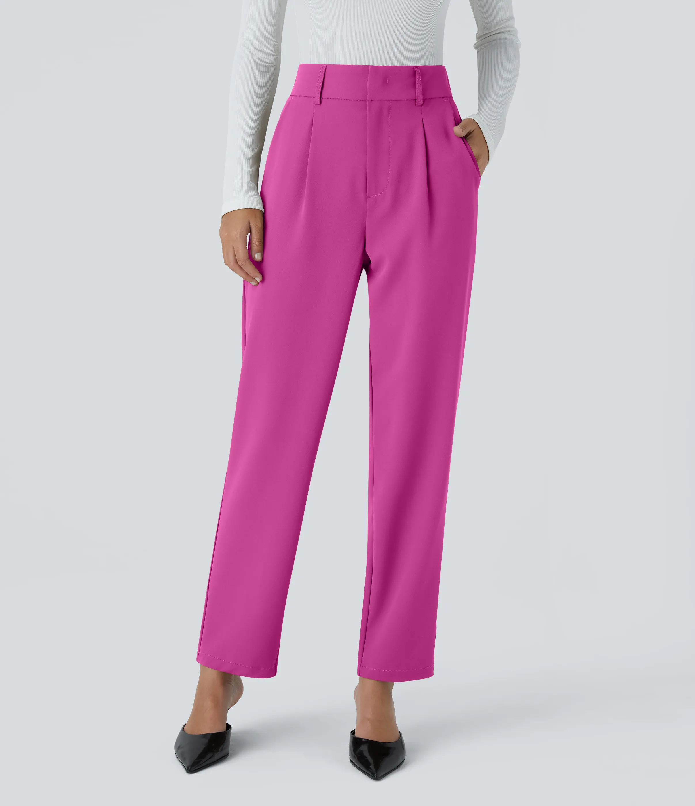 Halara Pantalón oficina ajustado tiro alto bolsillo lateral - Rose Violet - M(regular) sold by Halara product image thumbnail 2