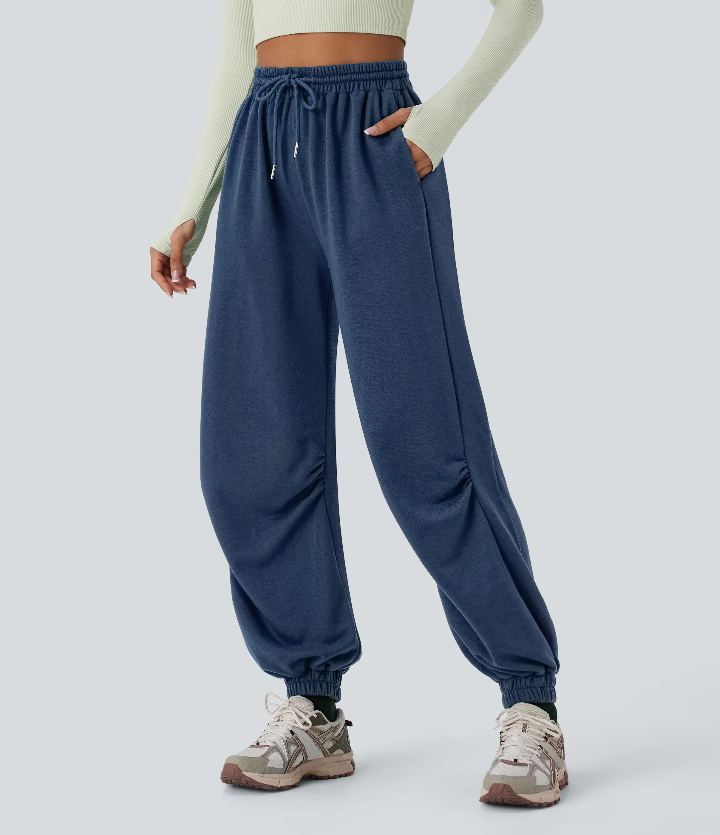 Halara Joggers tiro alto bolsillo lateral cordón ajustable - Peacoat - XL(regular) sold by Halara product image thumbnail 4