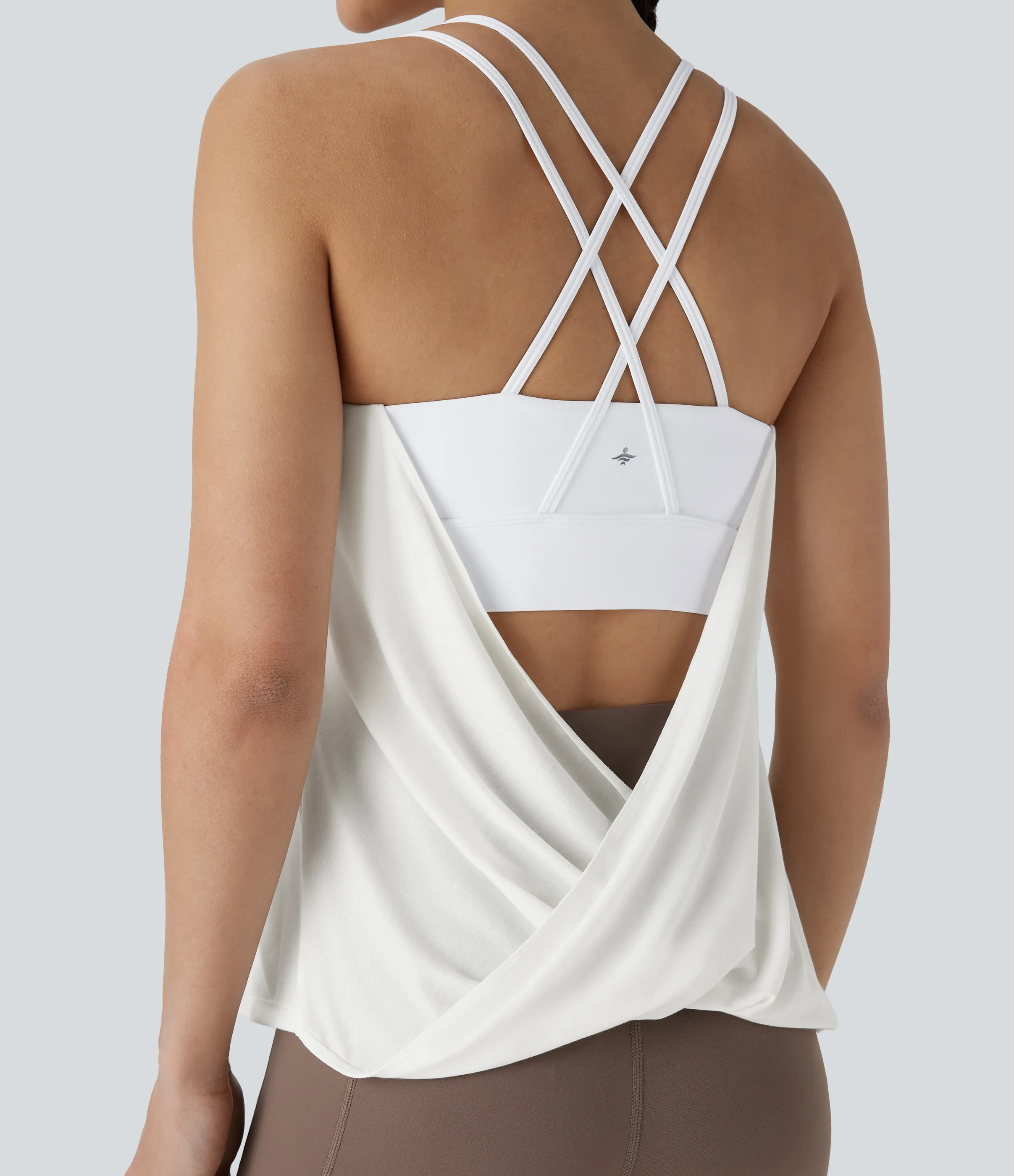 Halara Top yoga secado rápido tirante doble plisado cruzado espalda - White - XS sold by Halara