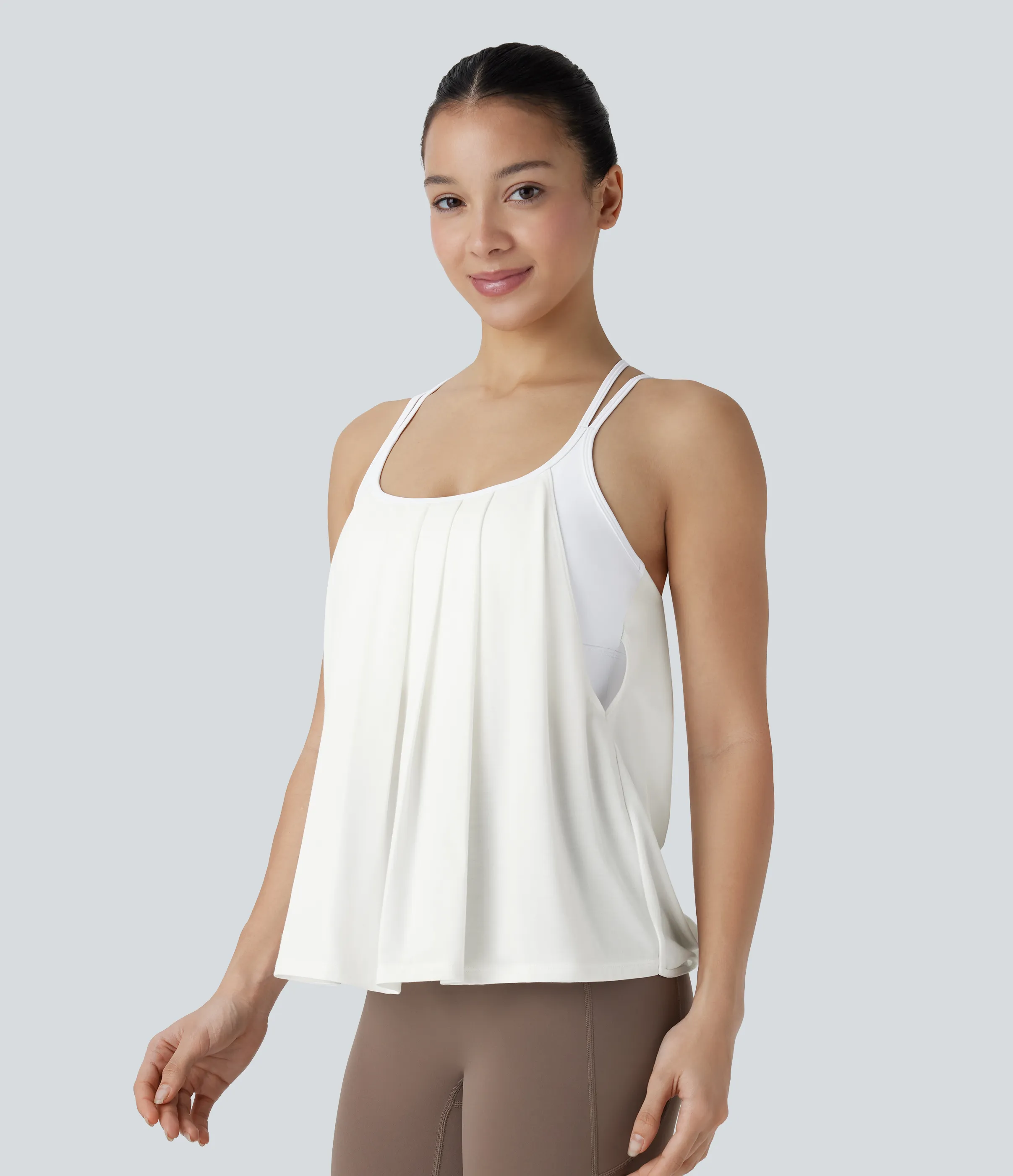 Halara Top yoga secado rápido tirante doble plisado cruzado espalda - White - XS sold by Halara product image thumbnail 4