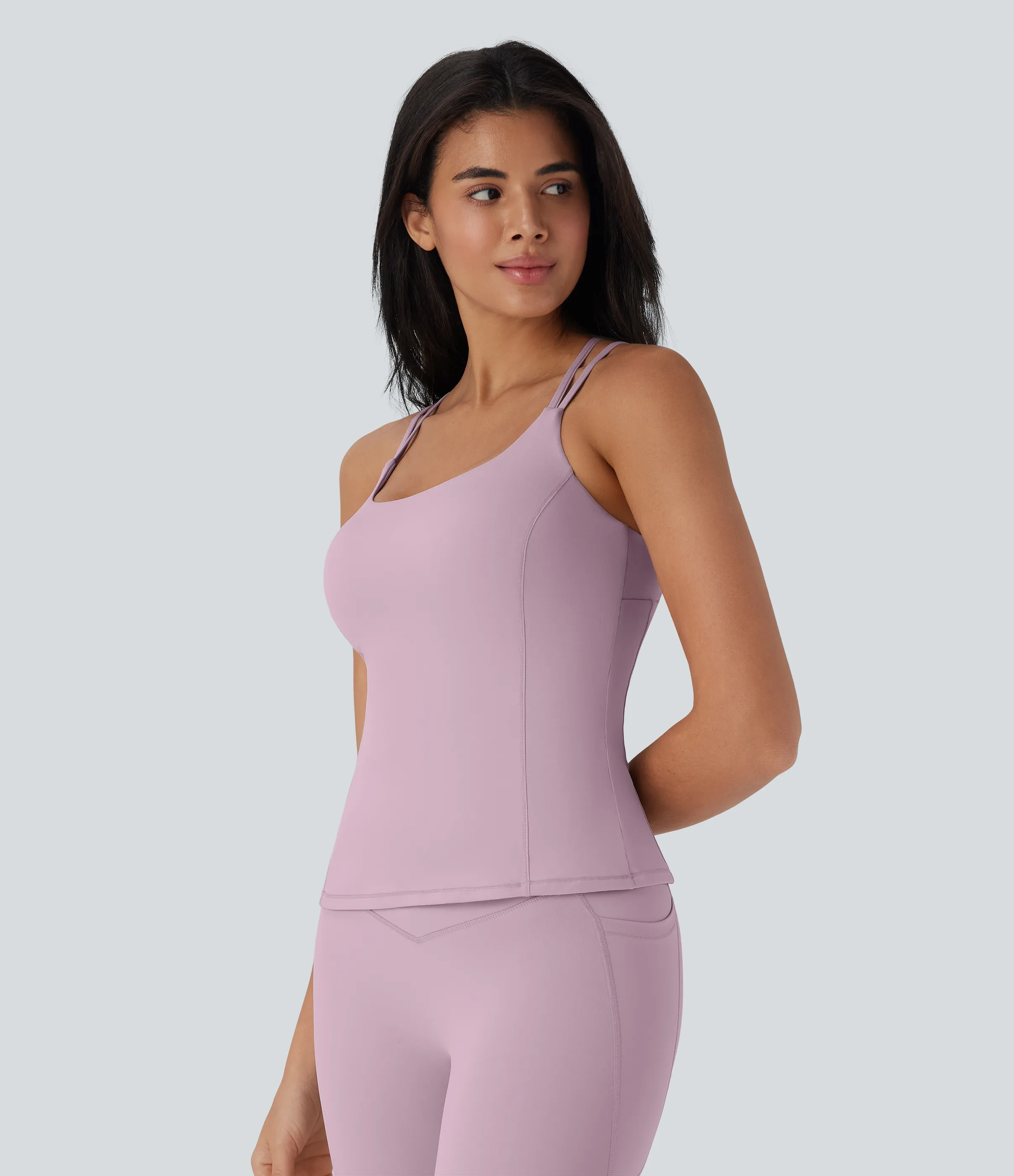 Halara Top de yoga Halara UltraSculpt™ con copas moldeadas, espalda descubierta y secado rápido - UPF 50+ - Dawn Pink - M sold by Halara product image thumbnail 4