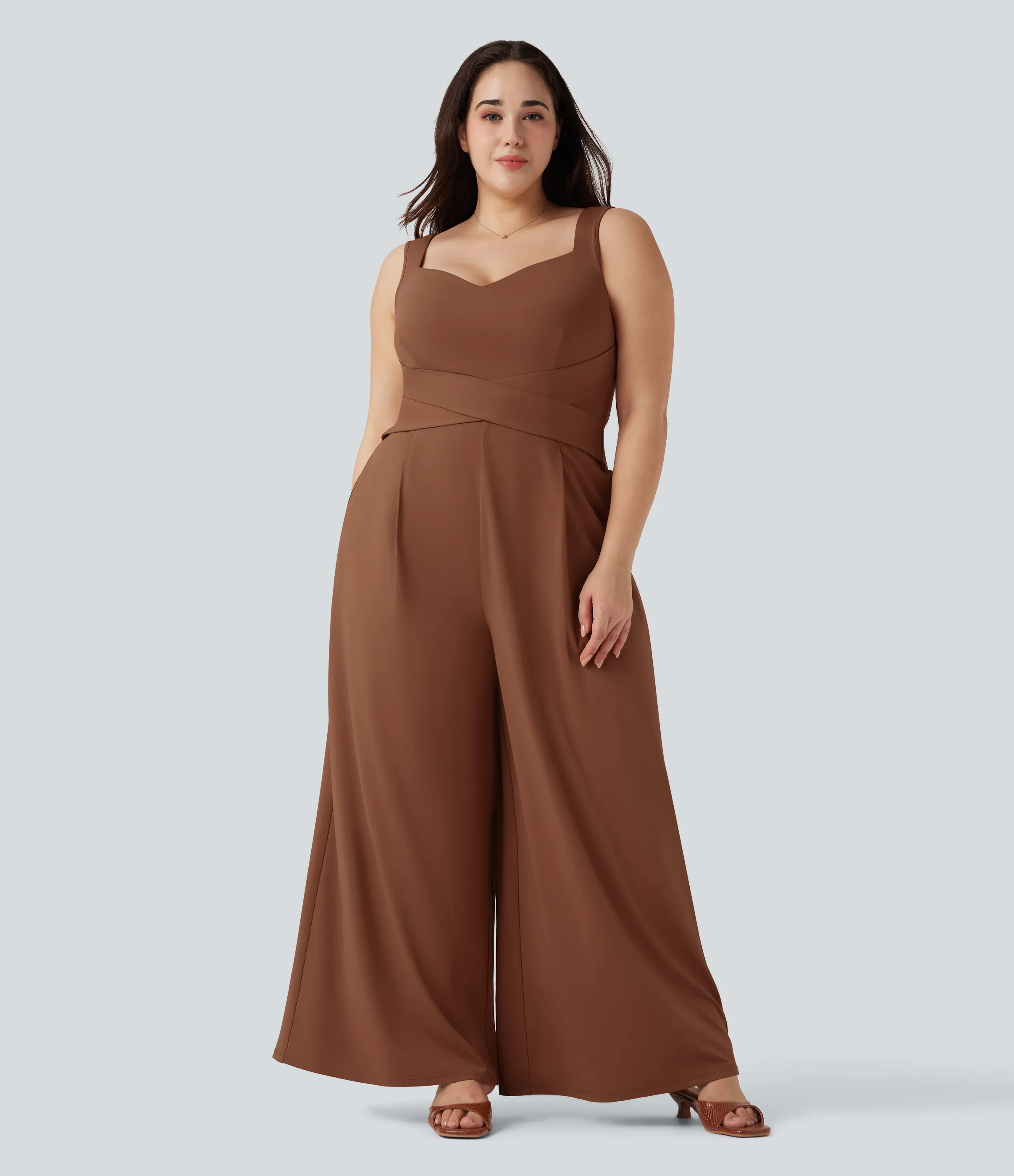 Halara Jumpsuit casual sin mangas con espalda en U y bolsillos en talla grande - Rust Red - 2X(regular) sold by Halara product image thumbnail 2