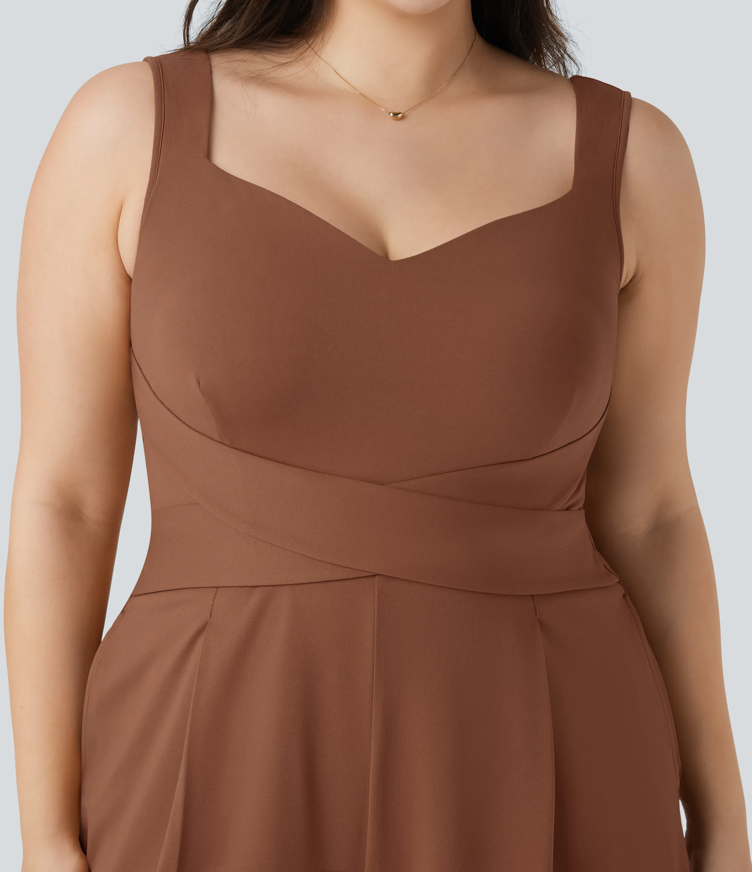 Halara Jumpsuit casual sin mangas con espalda en U y bolsillos en talla grande - Rust Red - 2X(regular) sold by Halara product image thumbnail 5