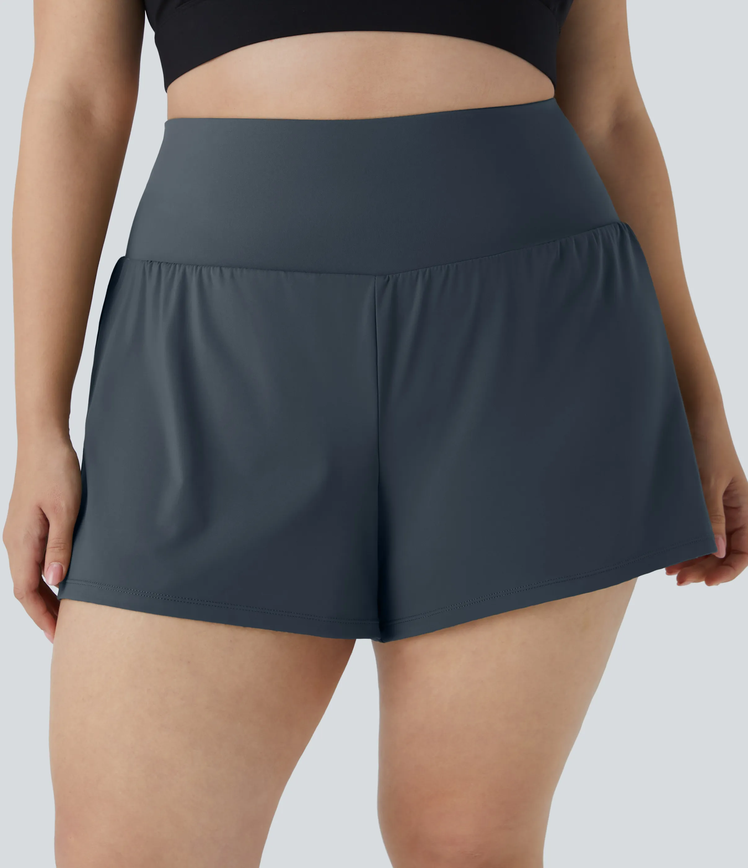 Halara Pantalón corto gimnasio bolsillo trasero lateral oculto 2 en 1 talla grande 6.3cm - Mood Indigo - 1X sold by Halara product image thumbnail 2