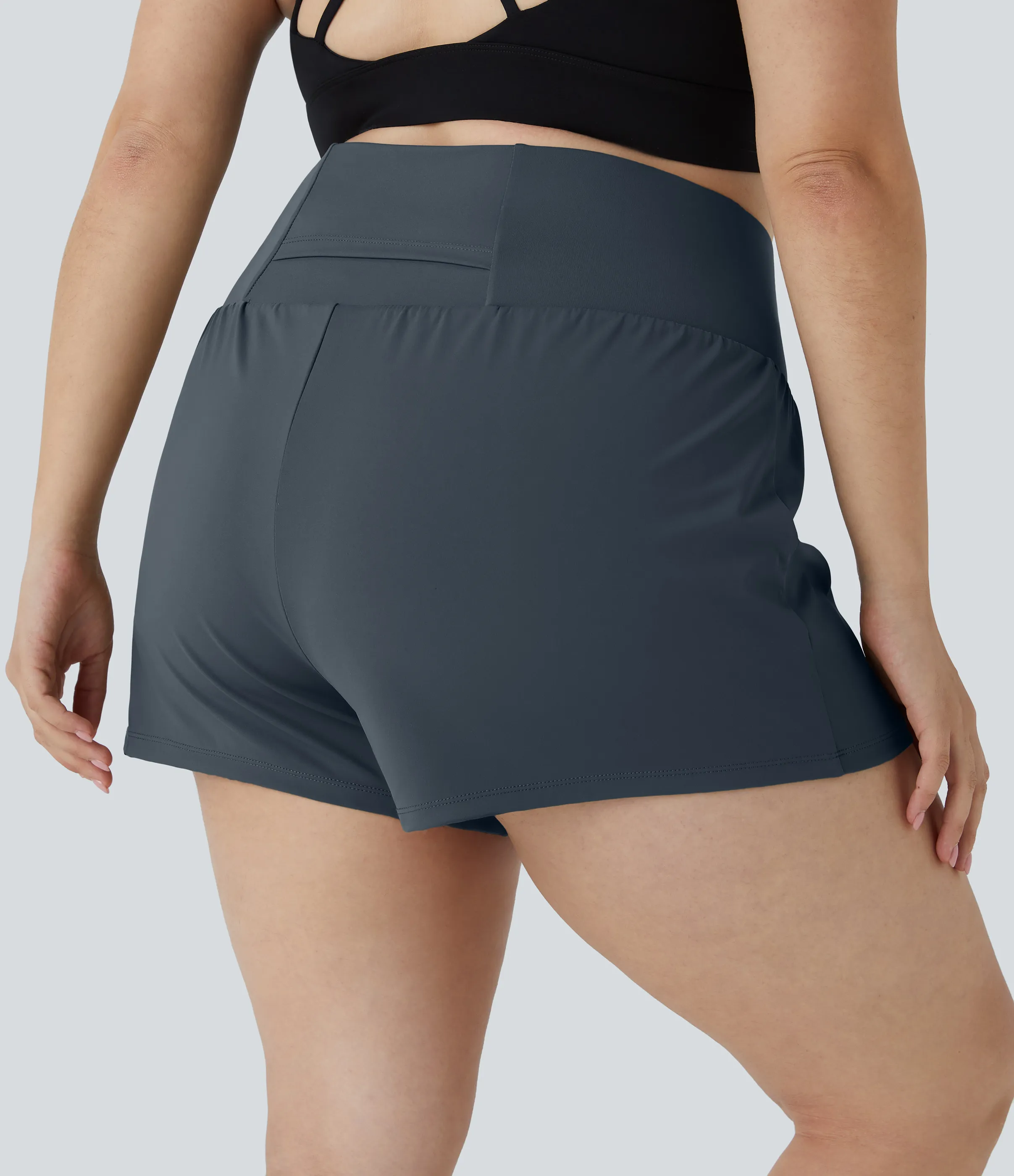 Halara Pantalón corto gimnasio bolsillo trasero lateral oculto 2 en 1 talla grande 6.3cm - Mood Indigo - 1X sold by Halara product image thumbnail 3