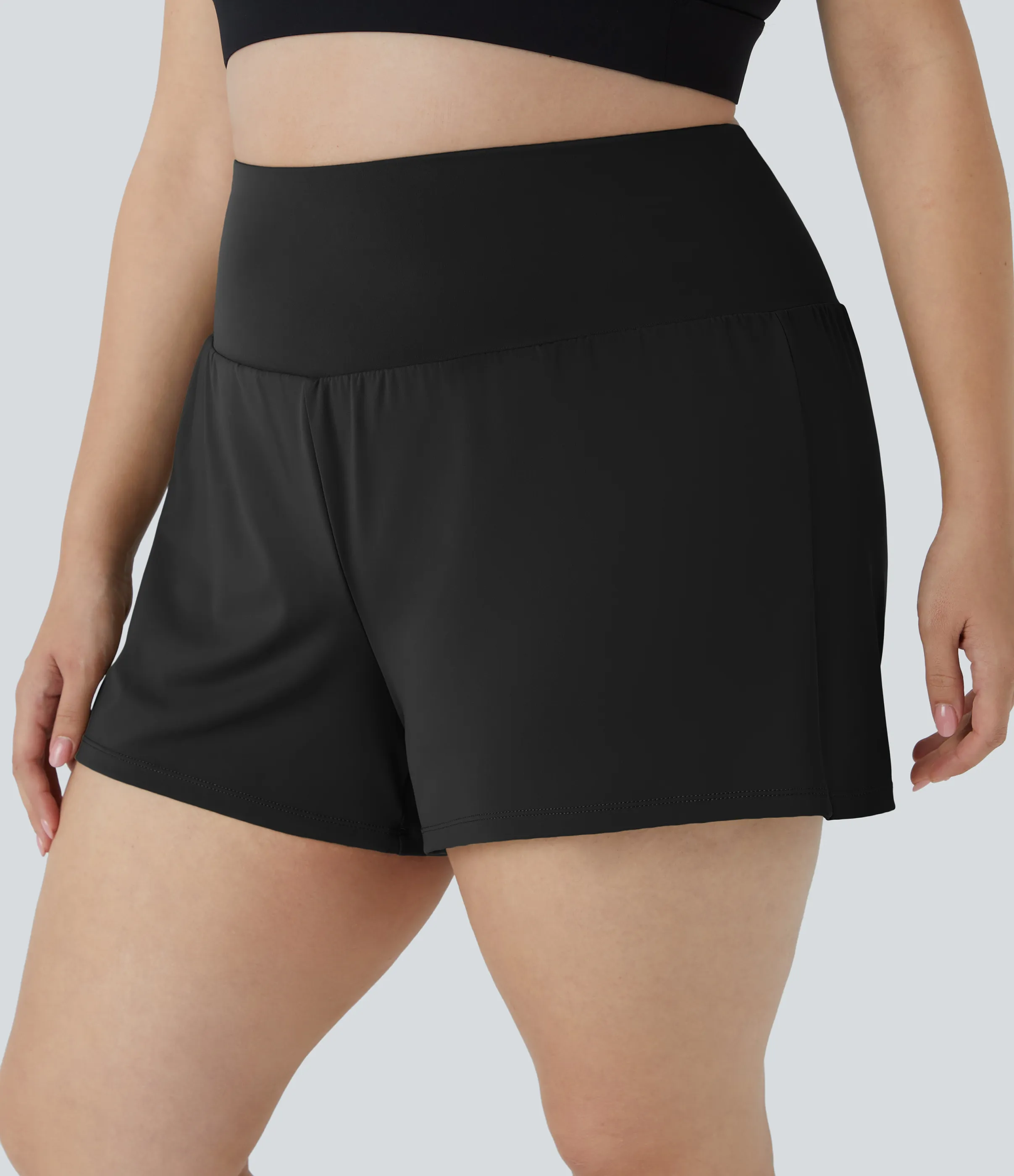 Halara Pantalón corto gimnasio bolsillo trasero lateral oculto 2 en 1 talla grande 6.3cm - Black - 1X sold by Halara product image thumbnail 5