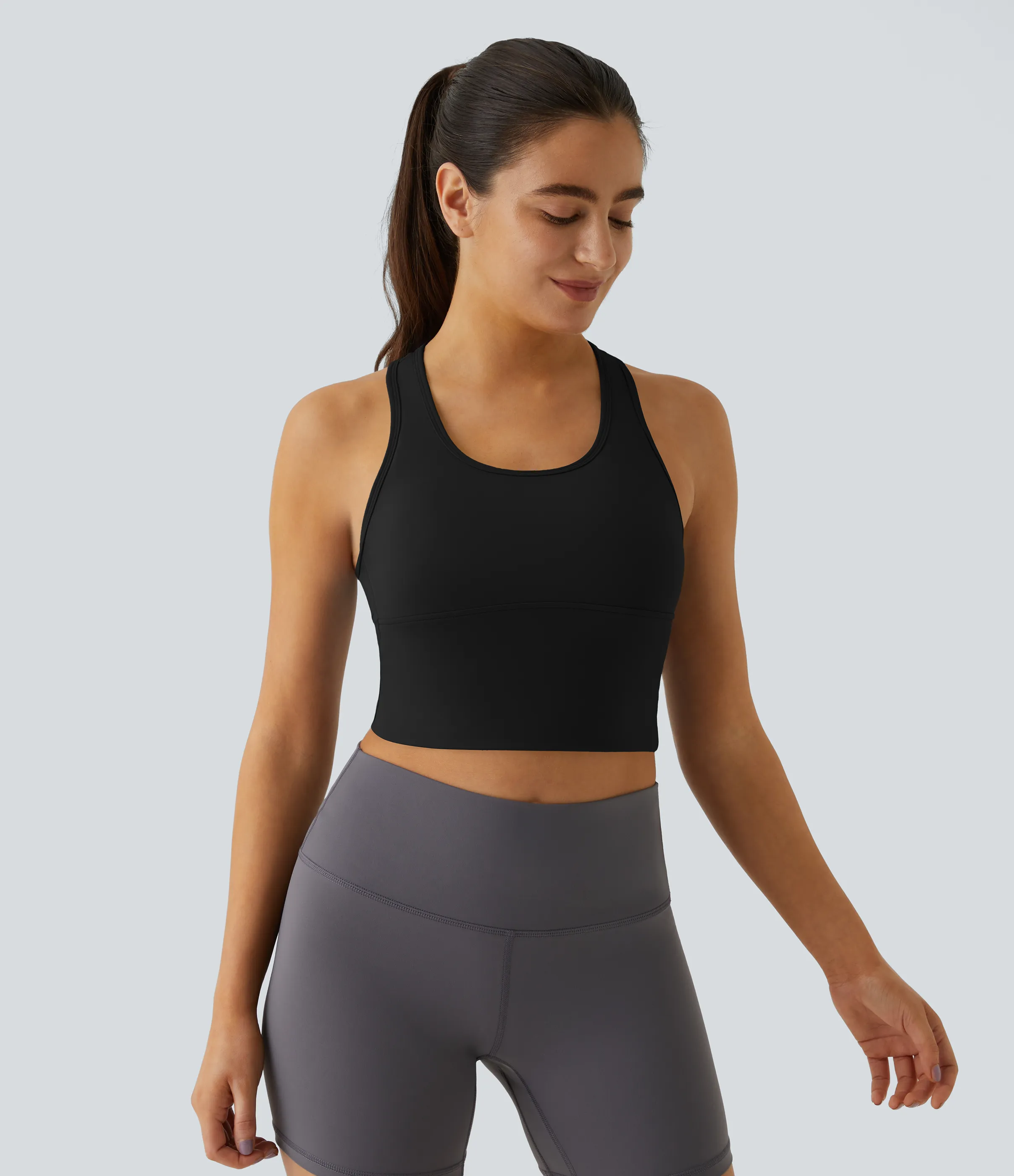 Halara Camiseta sin manga Softlyzero™ Plush yoga recortada espalda cruzada cuello U - Black - L sold by Halara product image thumbnail 3