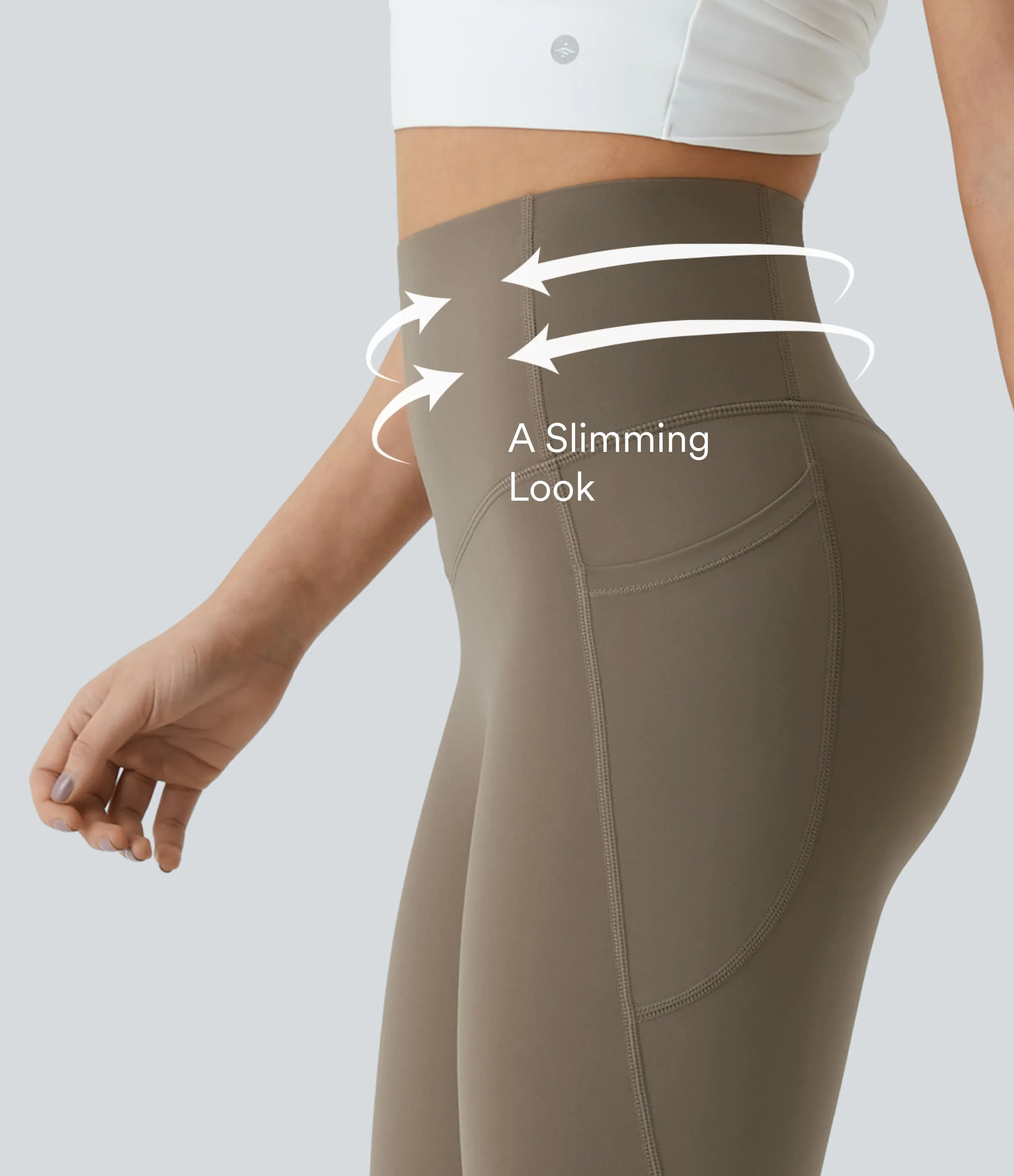 Halara Leggings SoCinched UltraSculpt entrenamiento control abdomen bolsillo lateral tiro alto - Dawn Brown - L(7/8) sold by Halara product image thumbnail 3