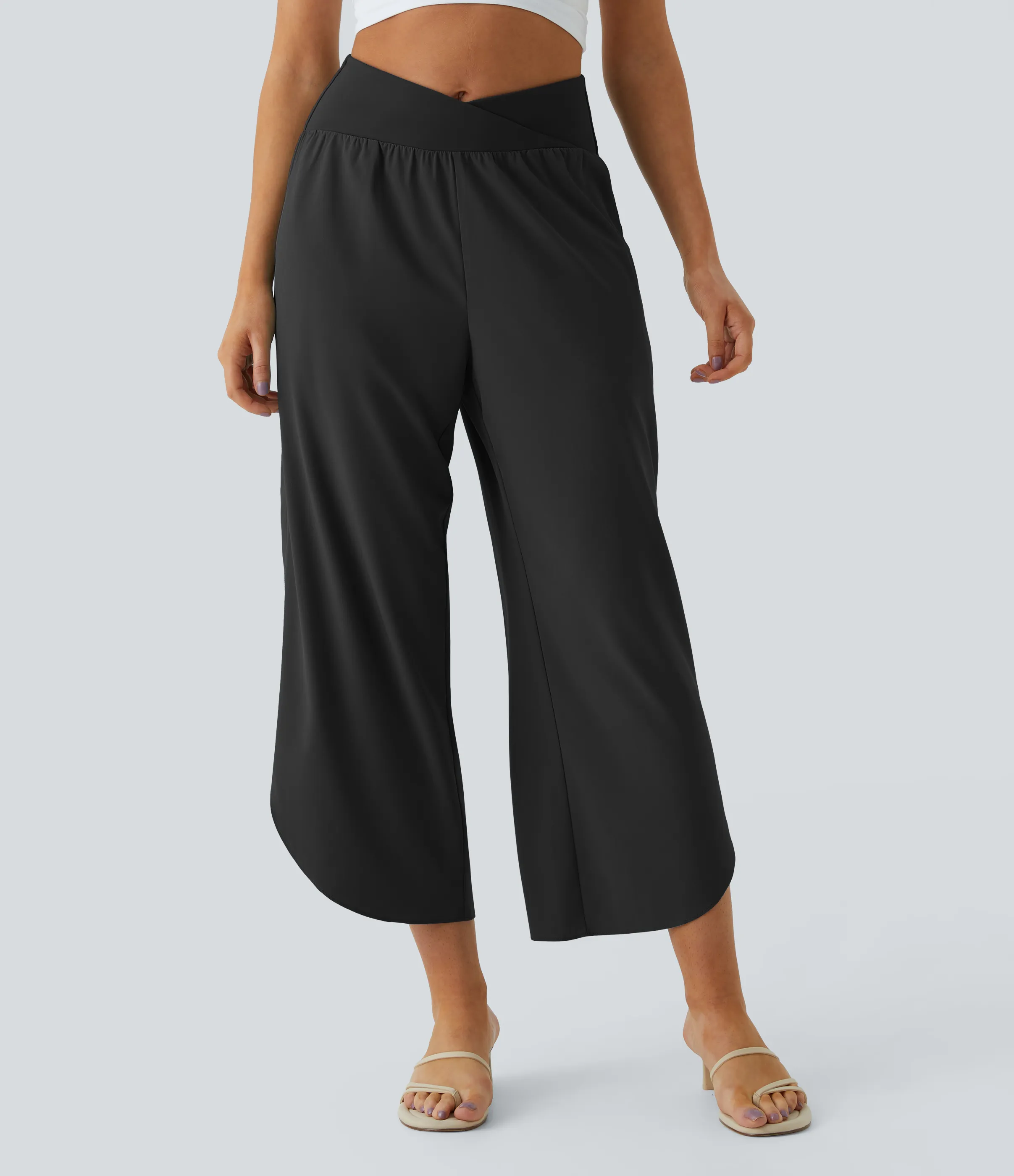 Halara Pantalón Breezeful™ Resort secado rápido abertura bolsillo lateral plisado cruzado tiro alto - Black - XL(regular) sold by Halara product image thumbnail 4