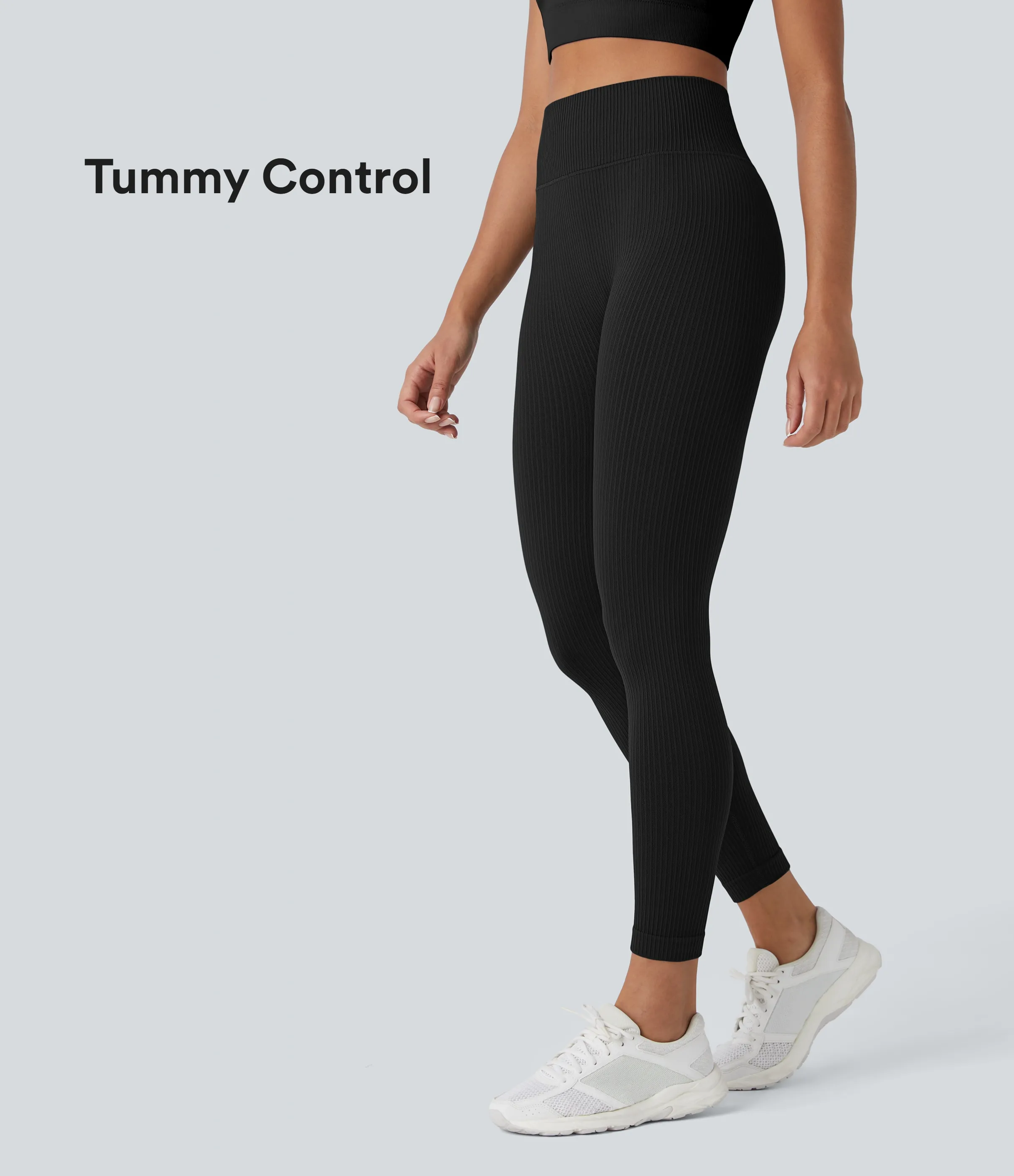 Halara Leggings yoga tiro alto control abdomen suave sin costura agradable piel 7/8 - Black - S(7/8) sold by Halara product image thumbnail 2